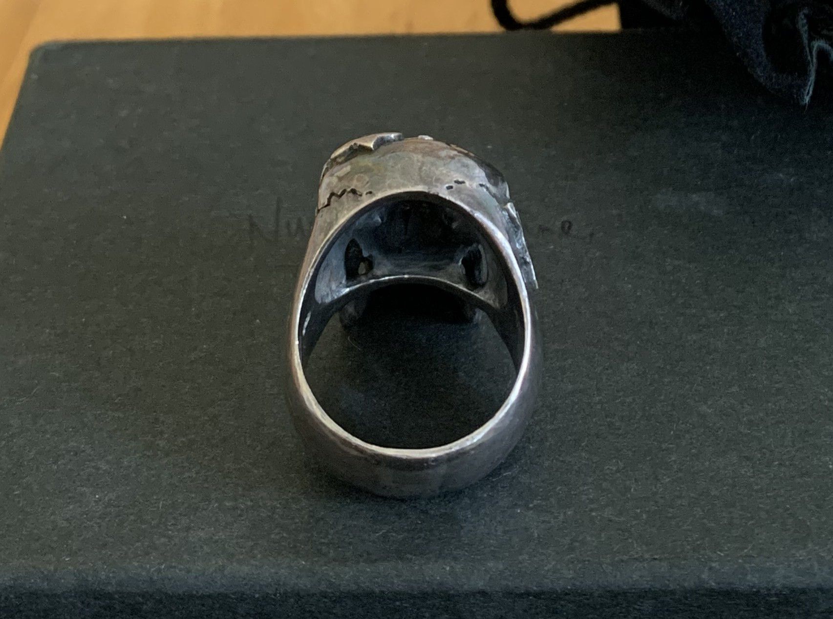 Number (N)ine SS05 "Nightcrawler" Bejeweled Silver Skull Ring w/ box Size ONE SIZE - 5 Thumbnail