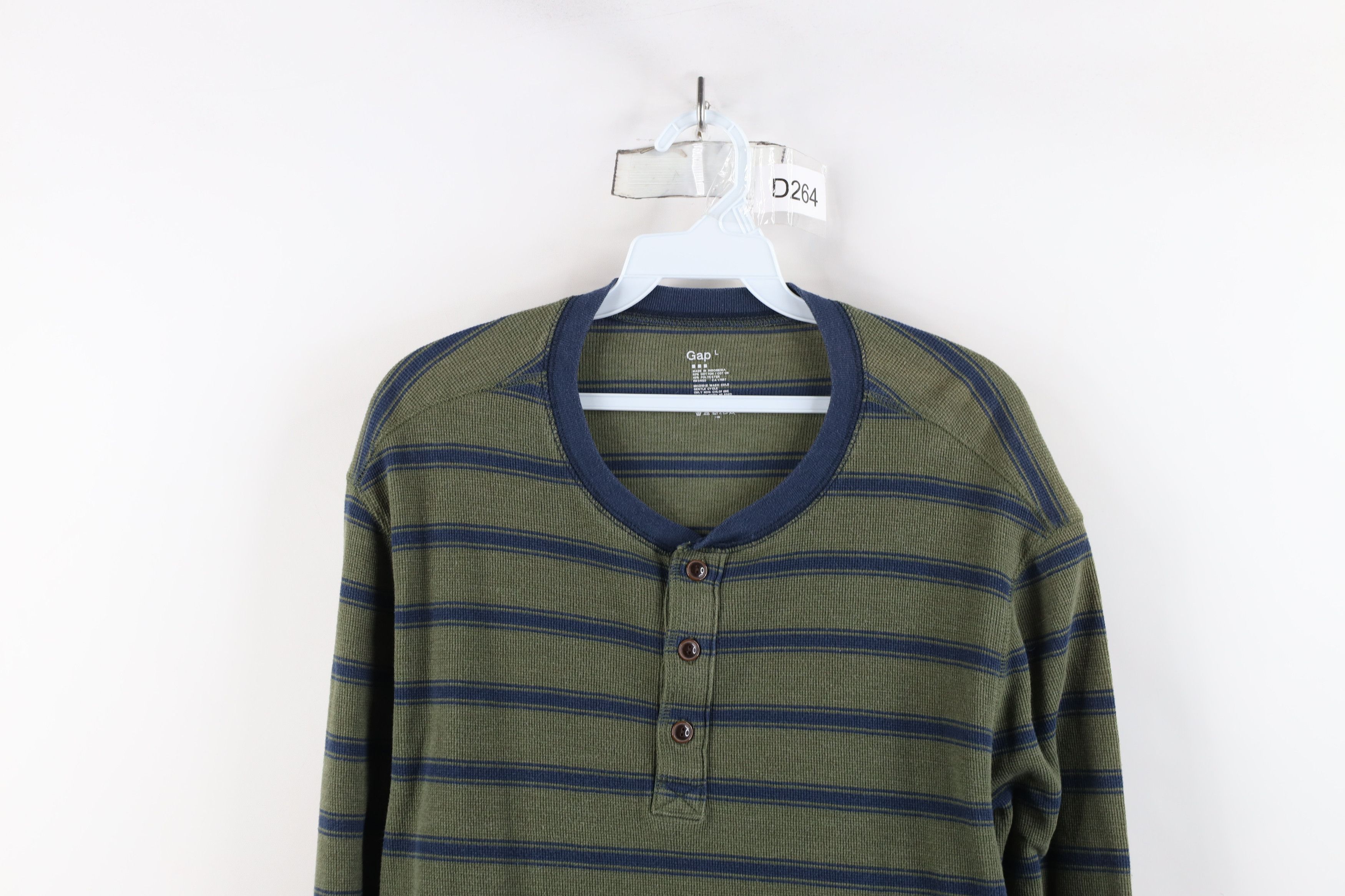 Gap × Vintage Vintage Y2K Gap Waffle Knit Long Sleeve Henley T-Shirt Size US L / EU 52-54 / 3 - 2 Thumbnail