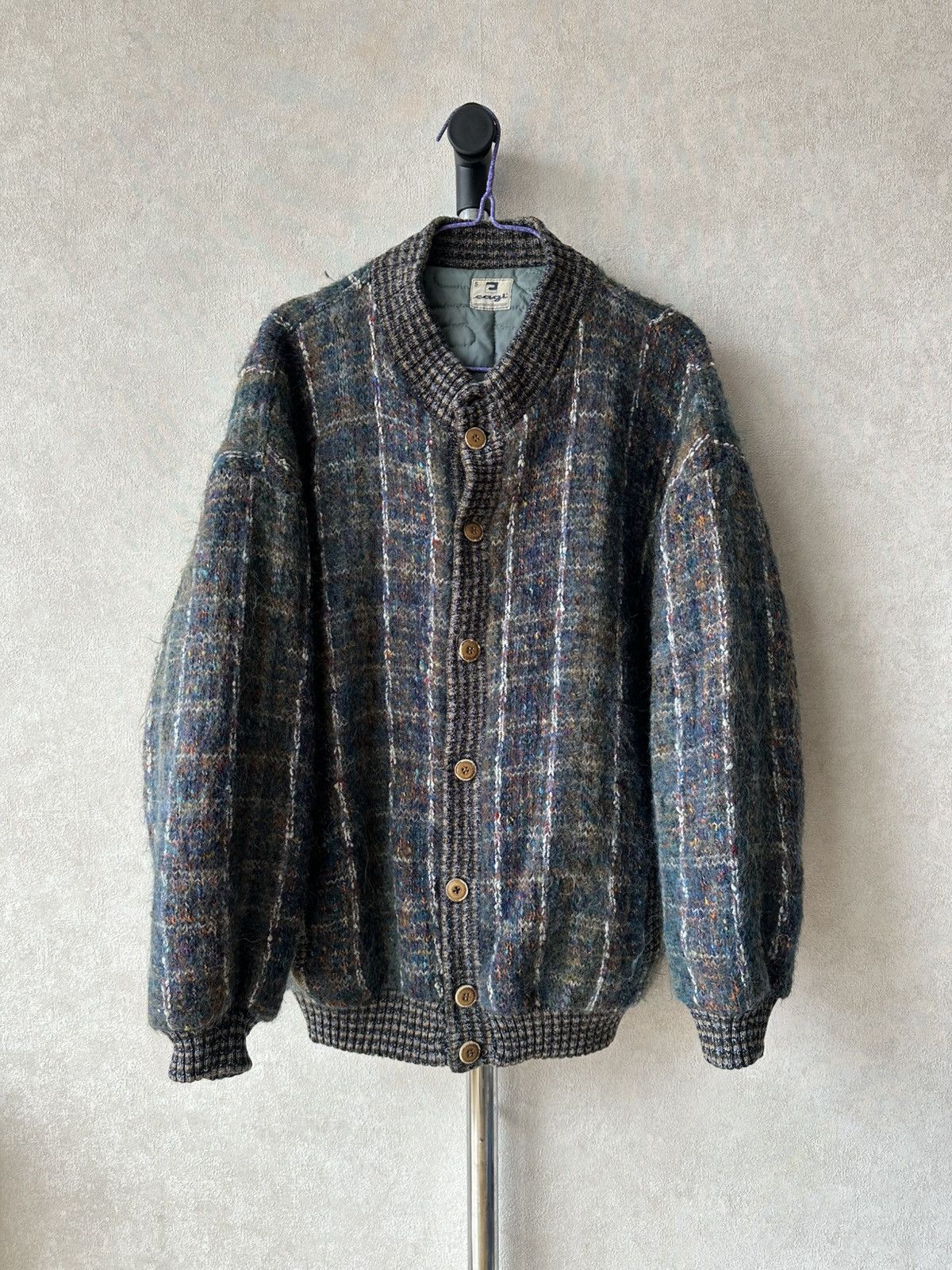 Coogi Vintage 90s Wool Ribbed Edge Knit Mohair Bomber Jacket Size US L / EU 52-54 / 3 - 3 Thumbnail