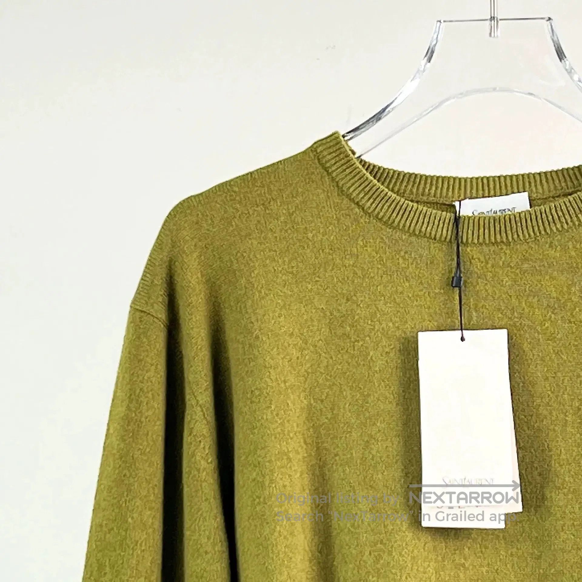 Saint Laurent Paris Saint Laurent Olive Green Cashmere Sweater. Size XS / US 0-2 / IT 36-38 - 3 Thumbnail