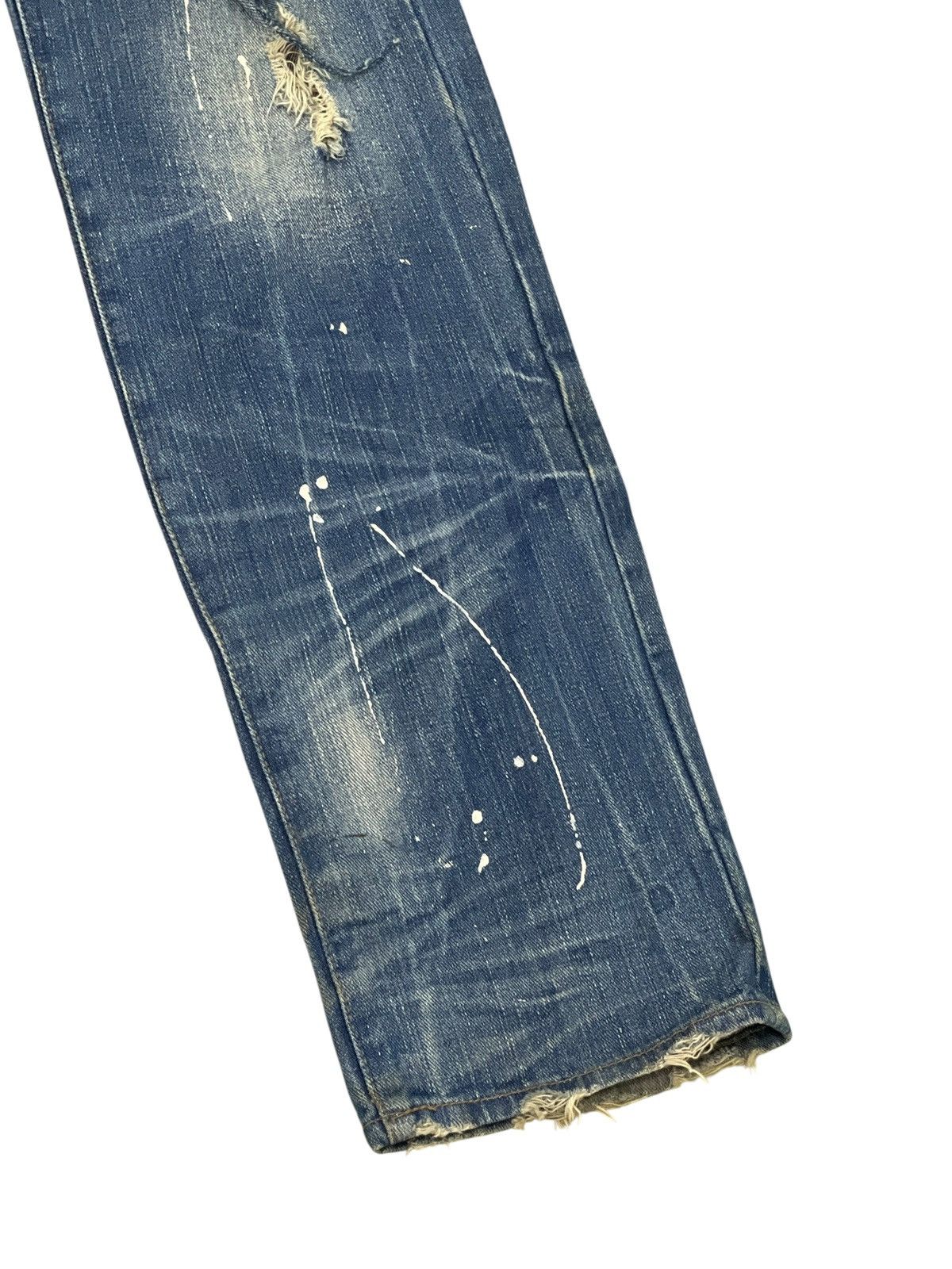 Japanese Brand Slim Jeans Root Three Faded Distress Painter 1🟦7 Size US 31 - 3 Thumbnail