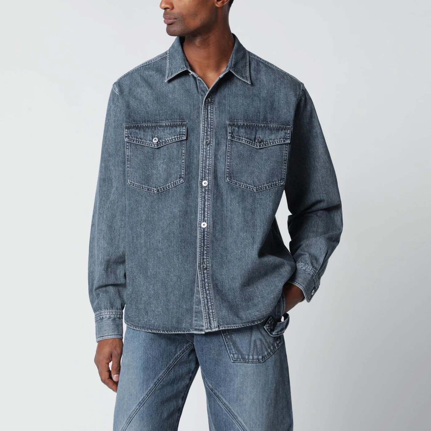 JW Anderson o1d2blof0526 Oversize Denim Shirt in Blue Size US M / EU 48-50 / 2 - 1 Thumbnail