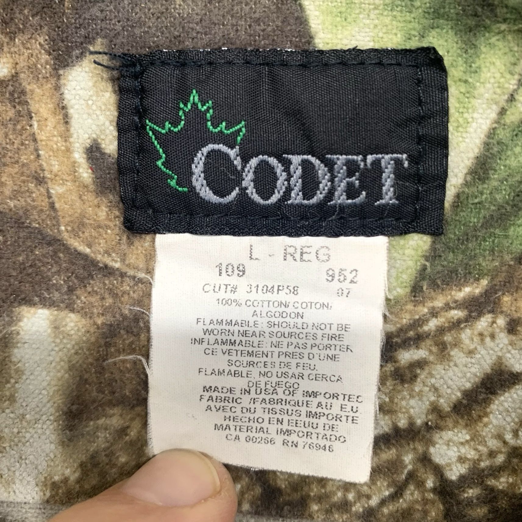Vintage VINTAGE Codet Men’s Flannel Shirt Camouflage 90s Outdoor Long Sleeve Size Large Size US L / EU 52-54 / 3 - 5 Thumbnail