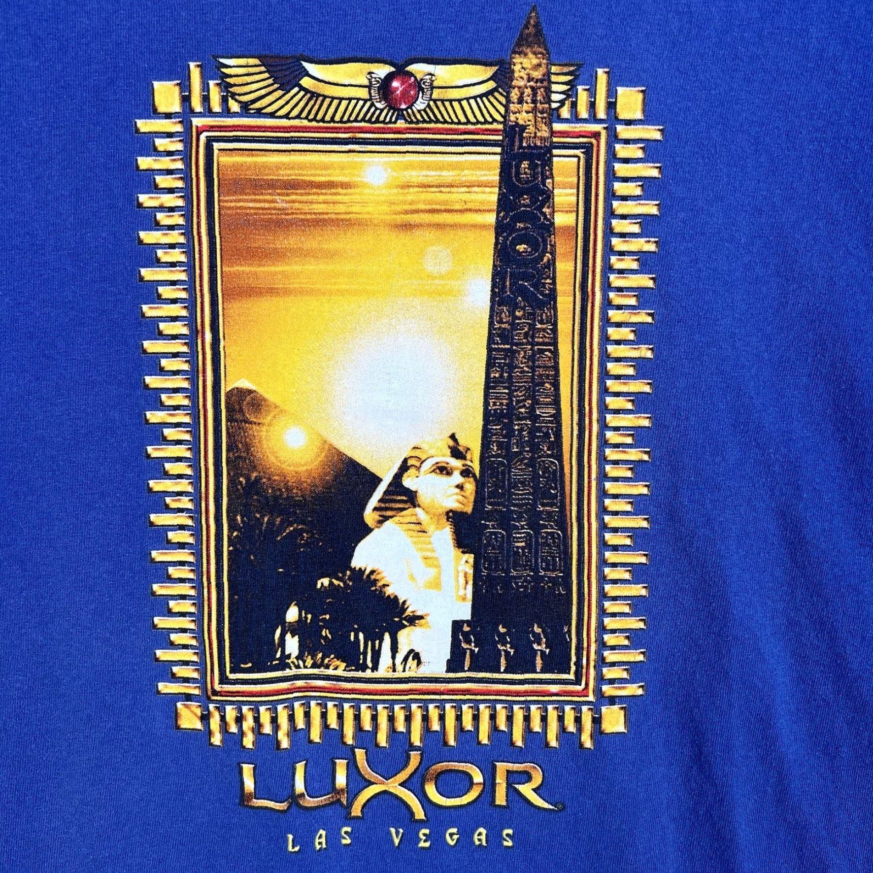 Vintage VINTAGE Pyramid Creations Las Vegas T Shirt Adult Large Blue Mens 1990s Graphic Tee Modern Sportswear/Beach Decade 90s Mens Large Blue Shirt Size US L / EU 52-54 / 3 - 4 Thumbnail