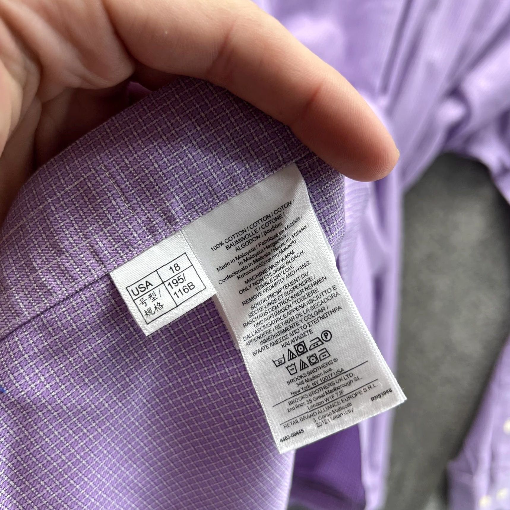 Brooks Brothers Brooks Brothers Dress Shirt Mens 18 6/7 Purple Check Slim Fit 346 Non Iron Shirt Mens 18 6/7 Purple Check Slim Fit 346 Non Iron Size 48R - 6 Thumbnail