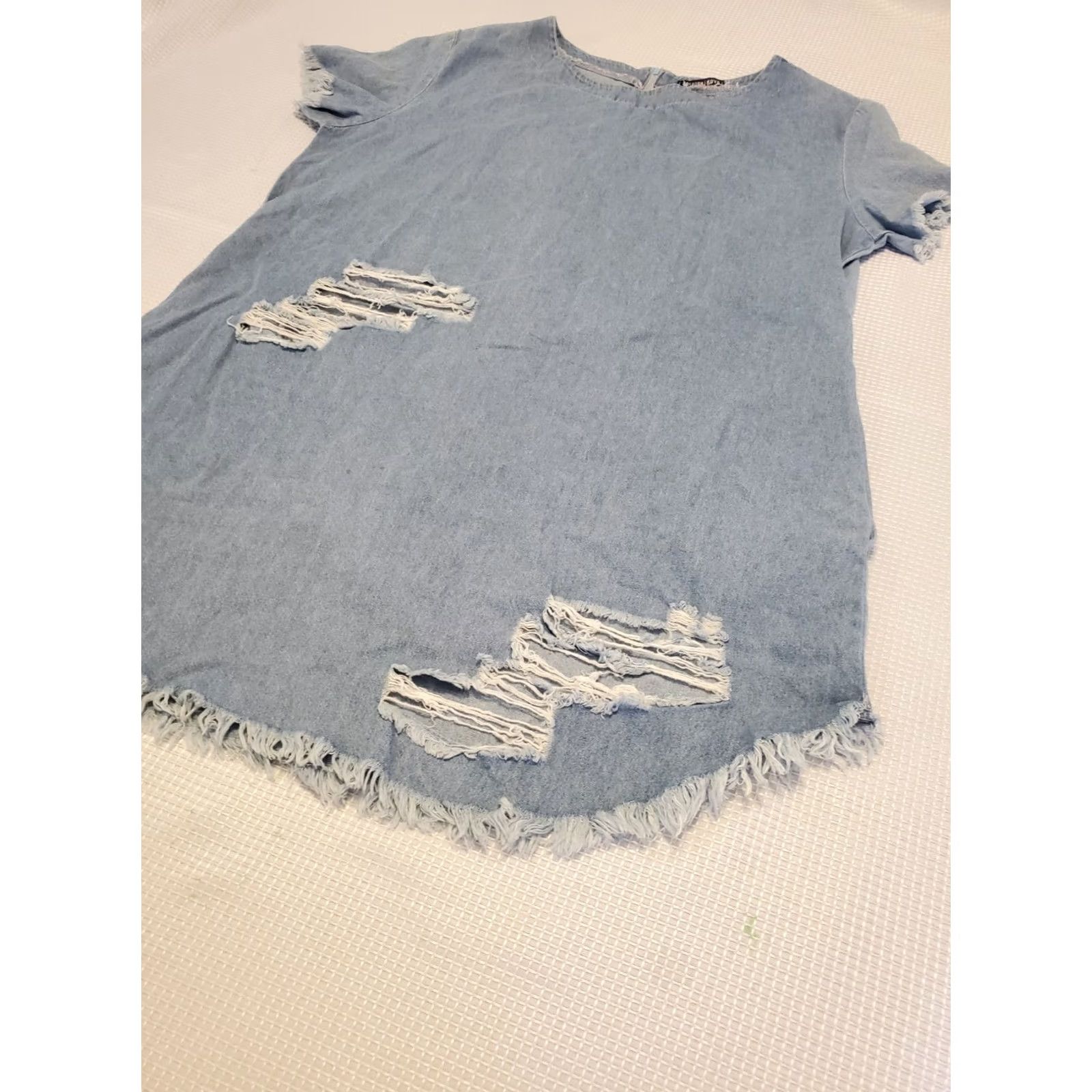 Fashion Nova Fashion Nova Women Dress XL Blue Cotton Short Sleeve Shift Mini Denim Size 40" / US 18 - 7 Thumbnail