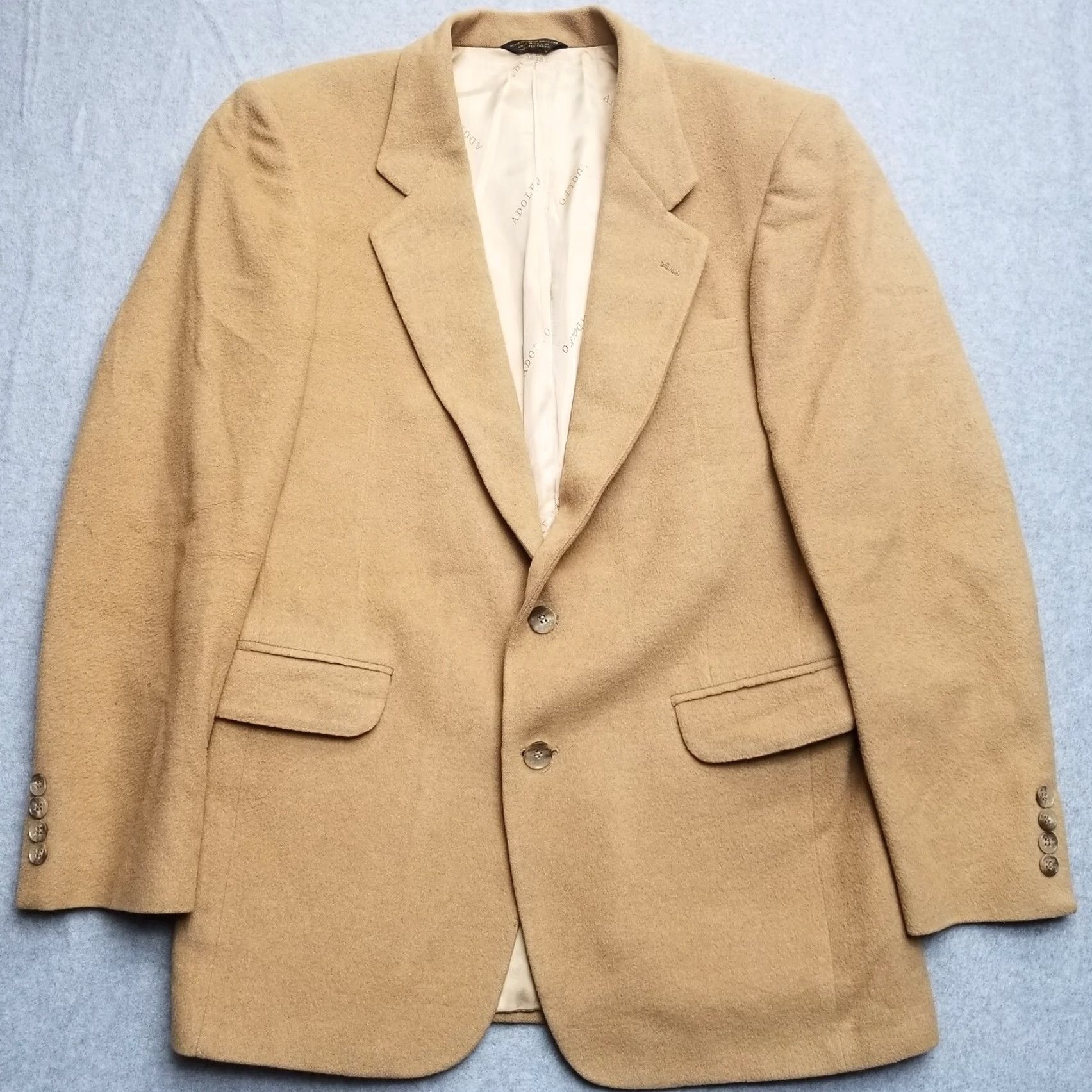 J.Crew VINTAGE Miltons Adolfo Couture Blazer Mens Medium Camel Hair Union Made USA Jacket Size 40R - 2 Thumbnail