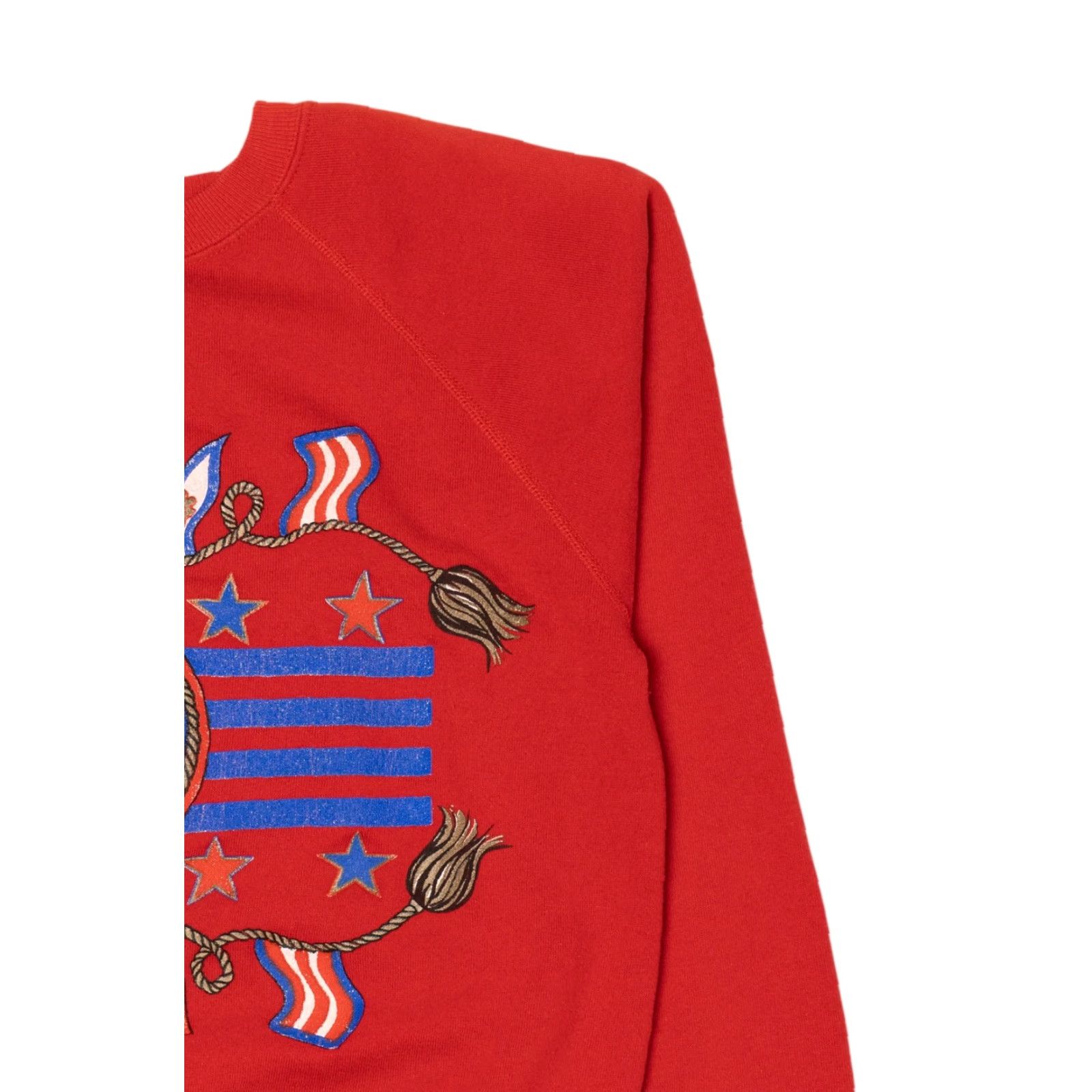 Hanes Vintage Red Nautical Sailor Raglan Sweatshirt Navy 1990s Hanes Large Red Raglan Sweatshirt Mens Women Size US L / EU 52-54 / 3 - 7 Thumbnail