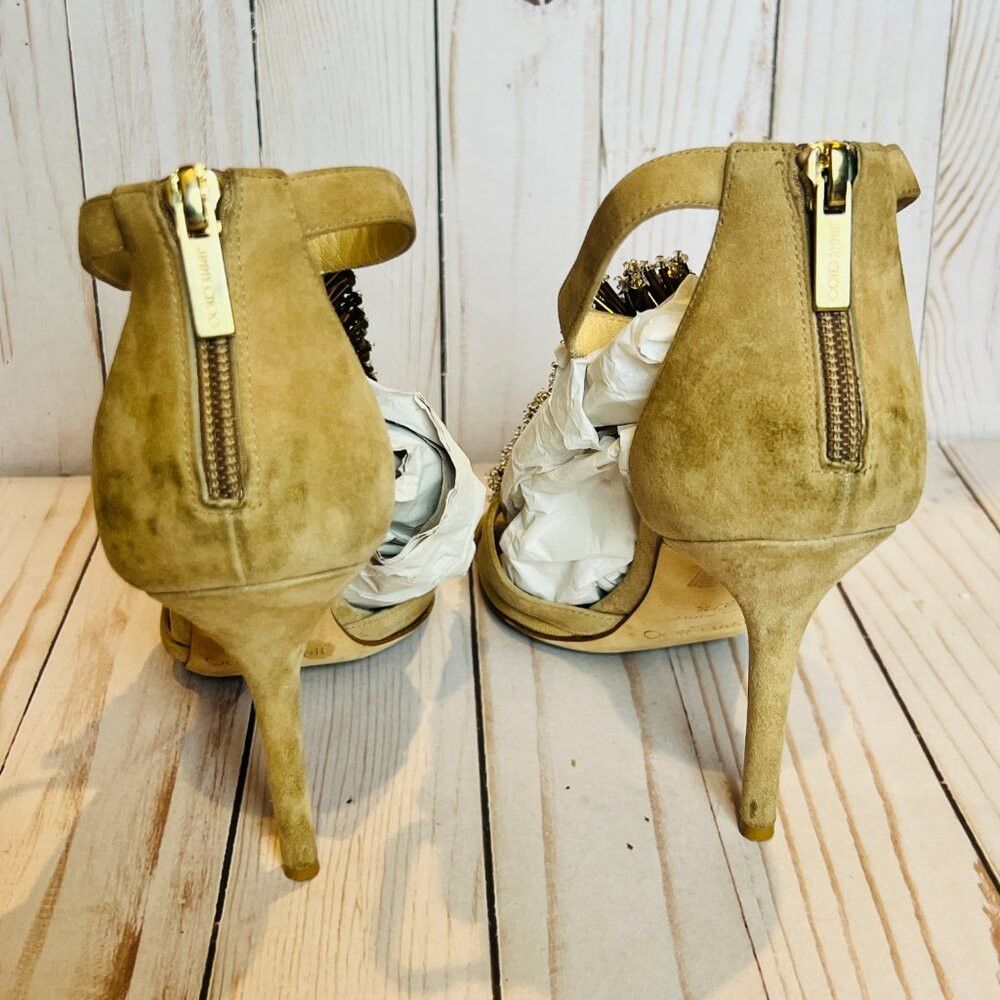 Jimmy Choo Jimmy Choo Feline Beaded T-Strap Suede & Mesh Heels Wedding Size US 7.5 / IT 37.5 - 9 Thumbnail