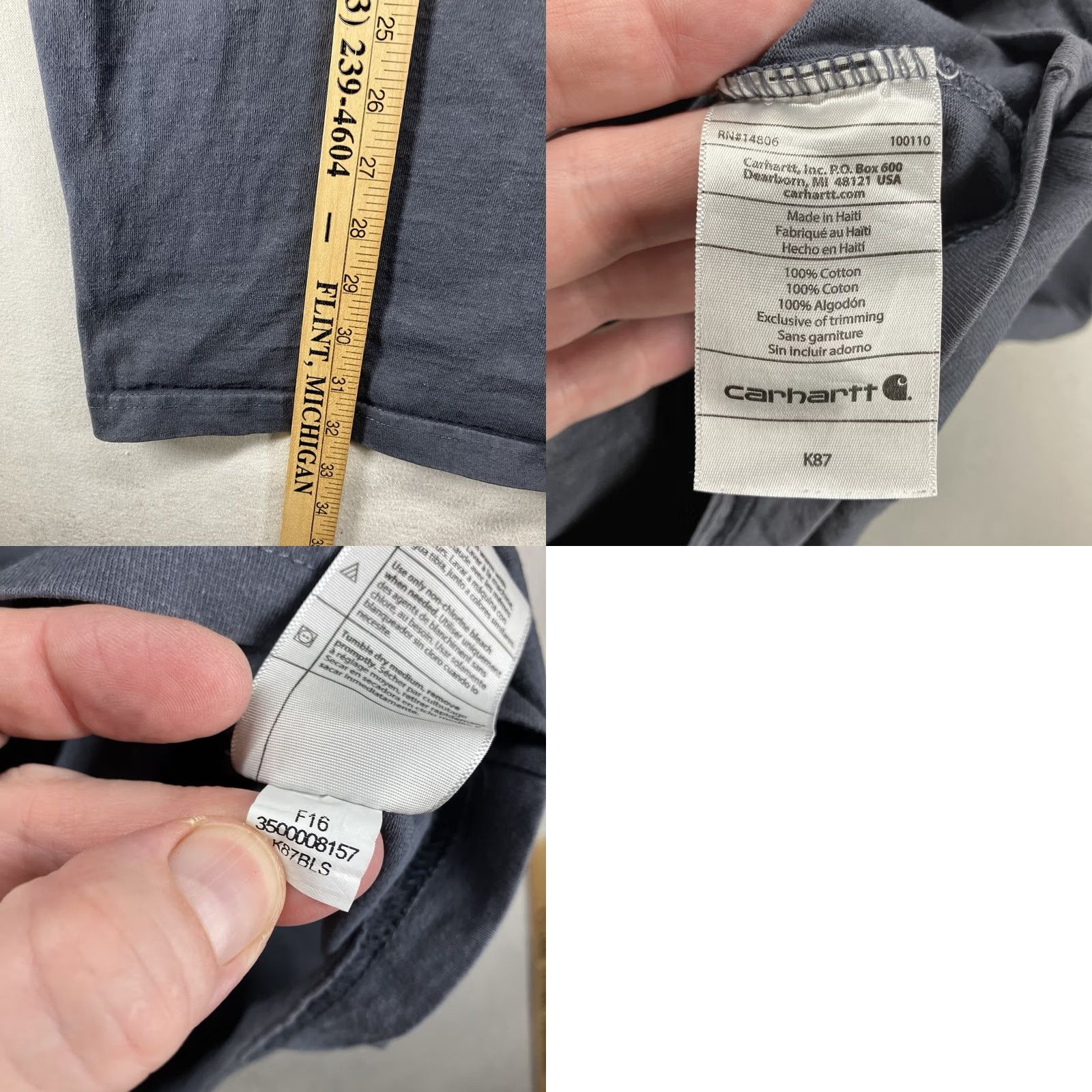 Carhartt VINTAGE Carhartt Shirt Adult Large TALL Moonstone Crew Neck Heavy Cotton 2016 Mens Size US L / EU 52-54 / 3 - 8 Thumbnail