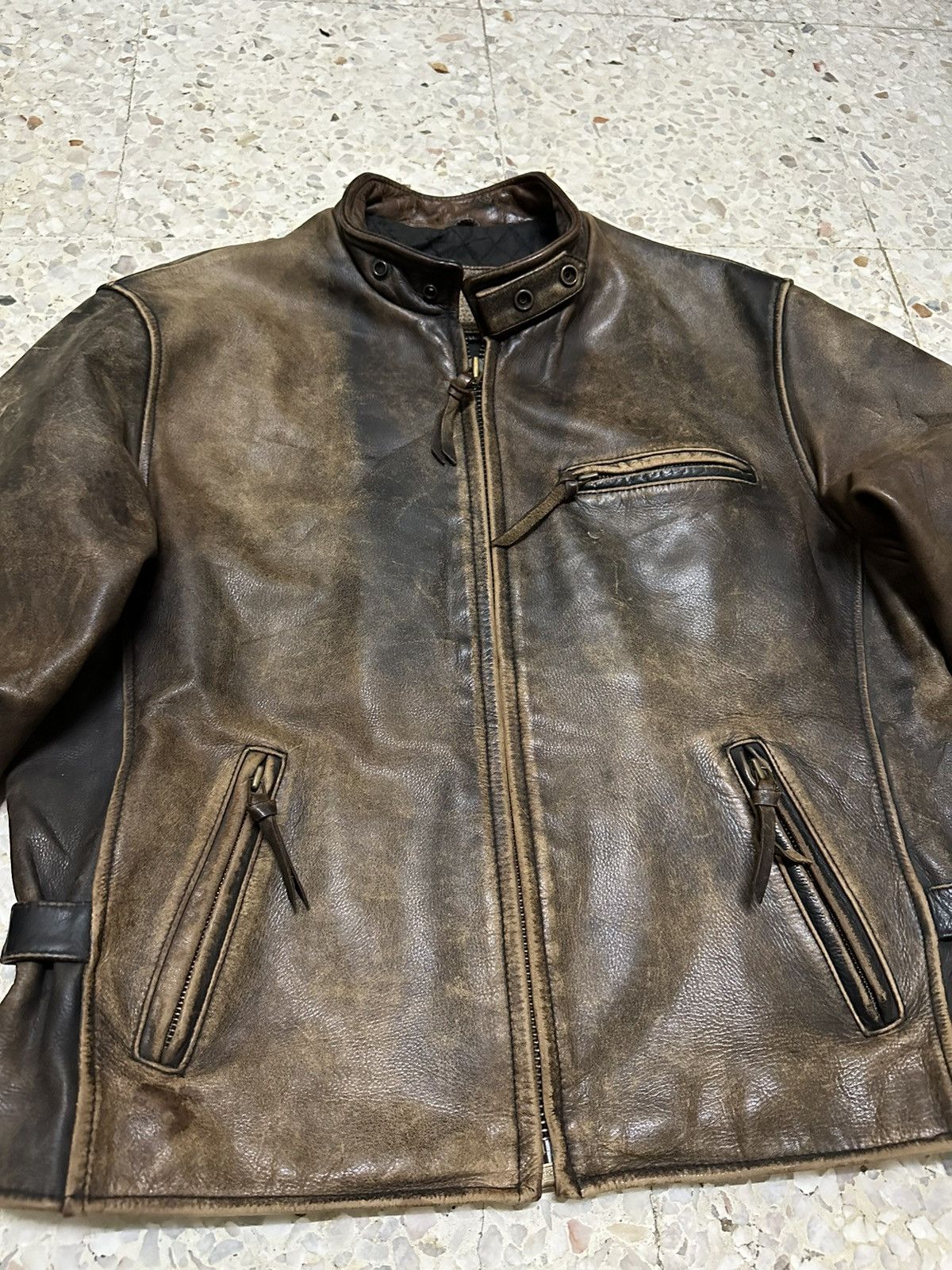 Other Real Leather Cafe Racer Jacket Biker Jacket Flame Stlye Size US L / EU 52-54 / 3 - 3 Thumbnail