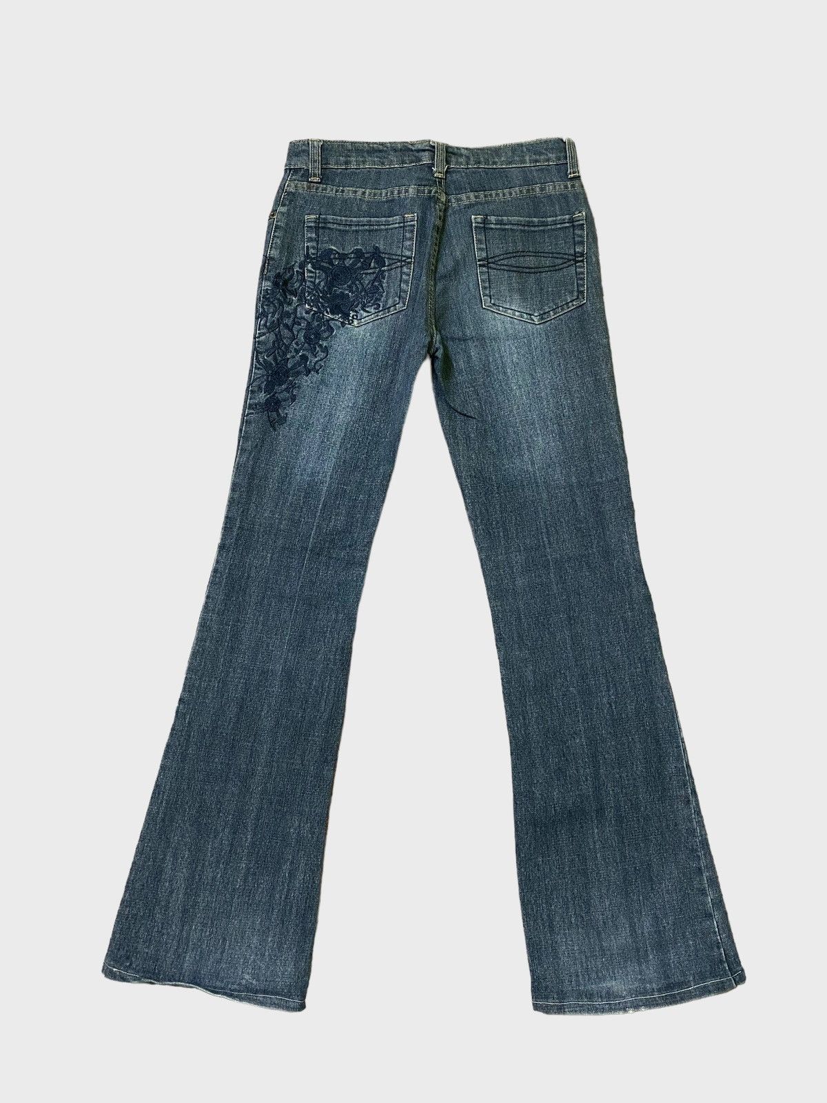 If Six Was Nine × Japanese Brand × Vintage Flared HAPHAZARD JEANS Embroidered Design Bootcut Denim Size US 27 - 2 Thumbnail
