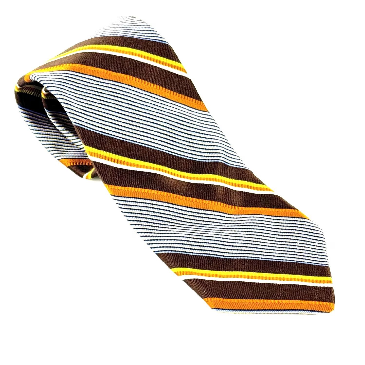 Robert Talbott Robert Talbott Tie Silk Brown Gold Striped Vintage Nordstrom Best of Class Men One Size 57"-60" Classic Logo Adjustable Size ONE SIZE - 2 Thumbnail
