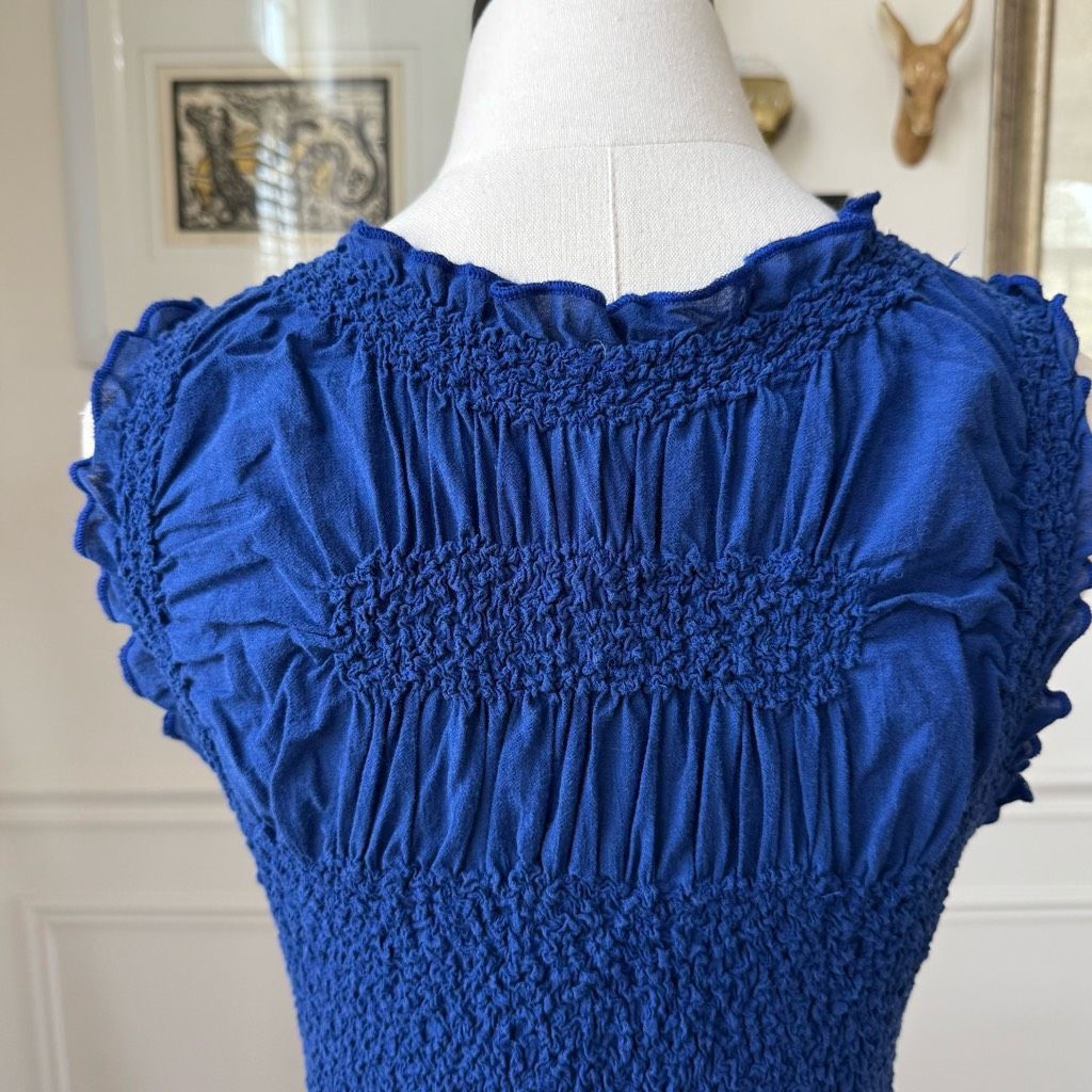 Anthropologie By Anthropologie Mock-Neck Textured Dress Smocked Ruched Ruf Size M / US 6-8 / IT 42-44 - 6 Thumbnail