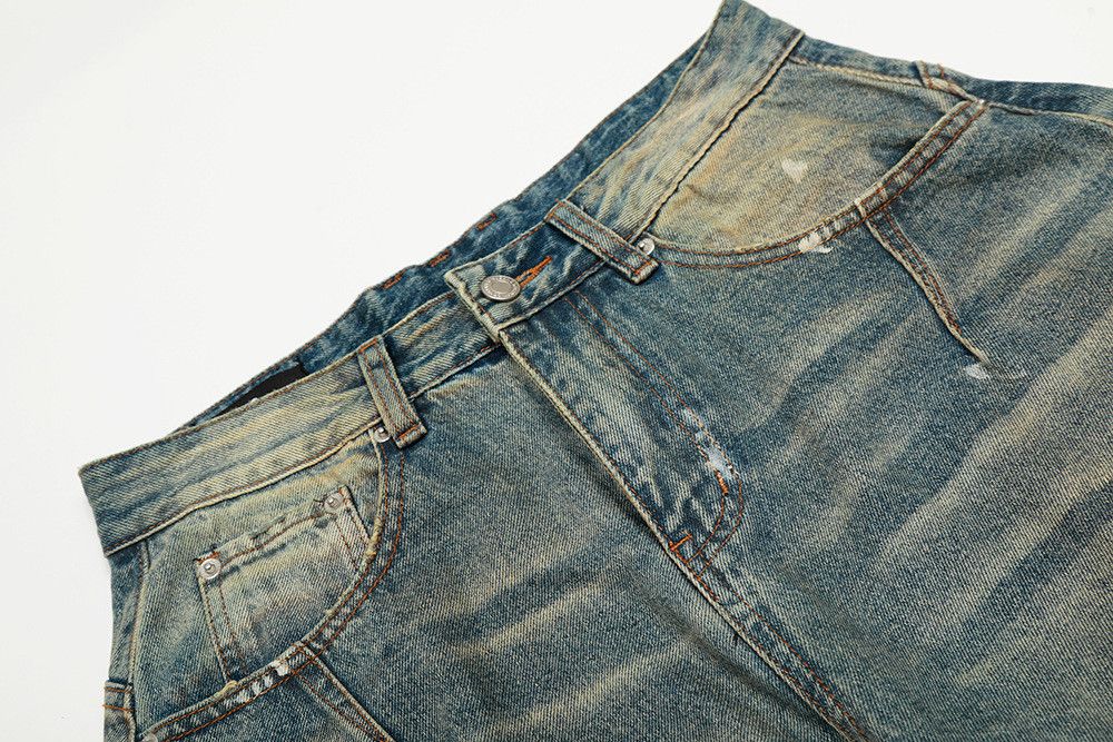 Vintage American retro washed distressed splatter jeans for men Size US 32 / EU 48 - 3 Thumbnail
