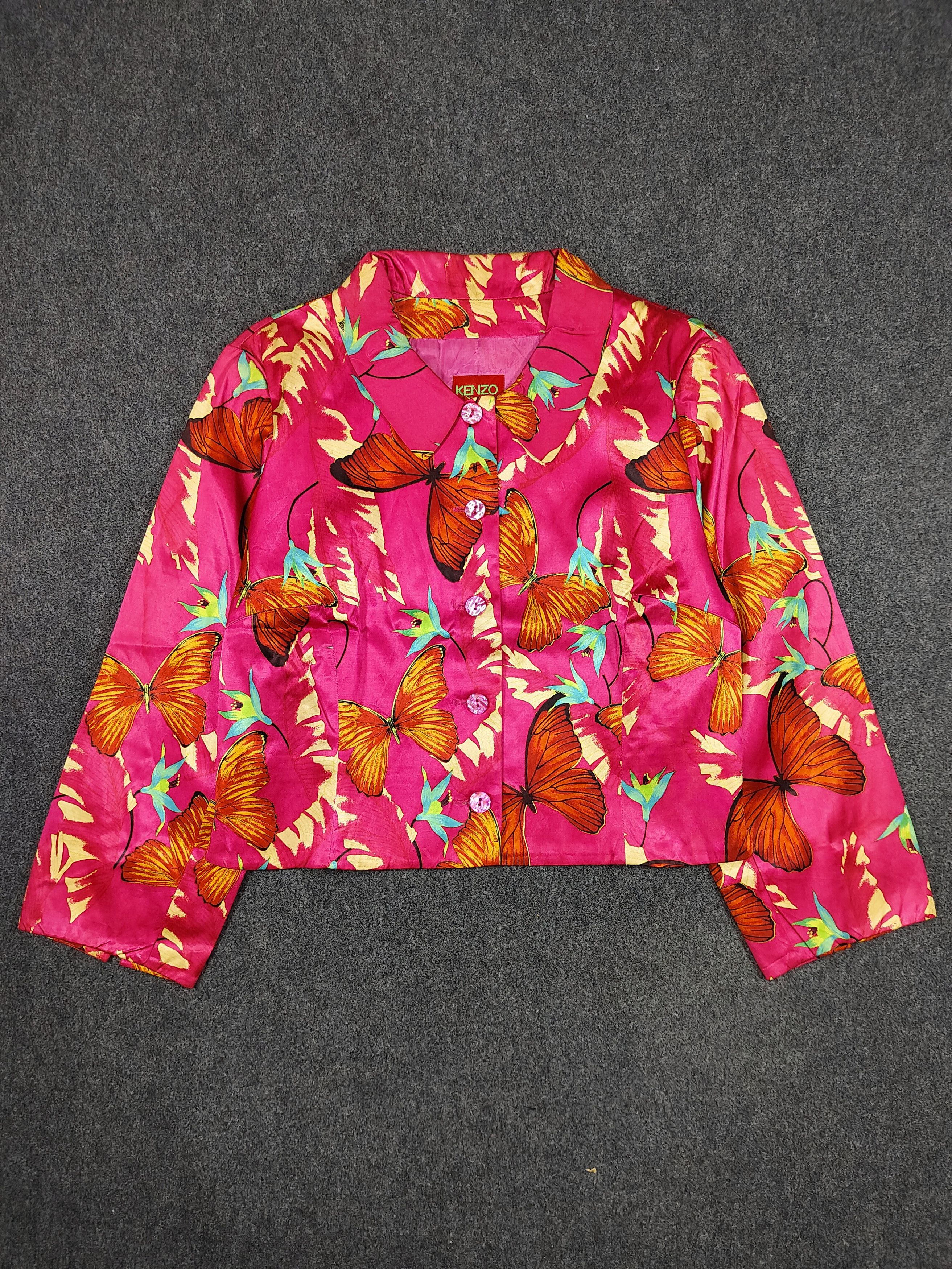 Kenzo 90s Kenzo Jungle❤️‍🔥Butterfly Florals Art Cropped Jacket Size M / US 6-8 / IT 42-44 - 5 Thumbnail