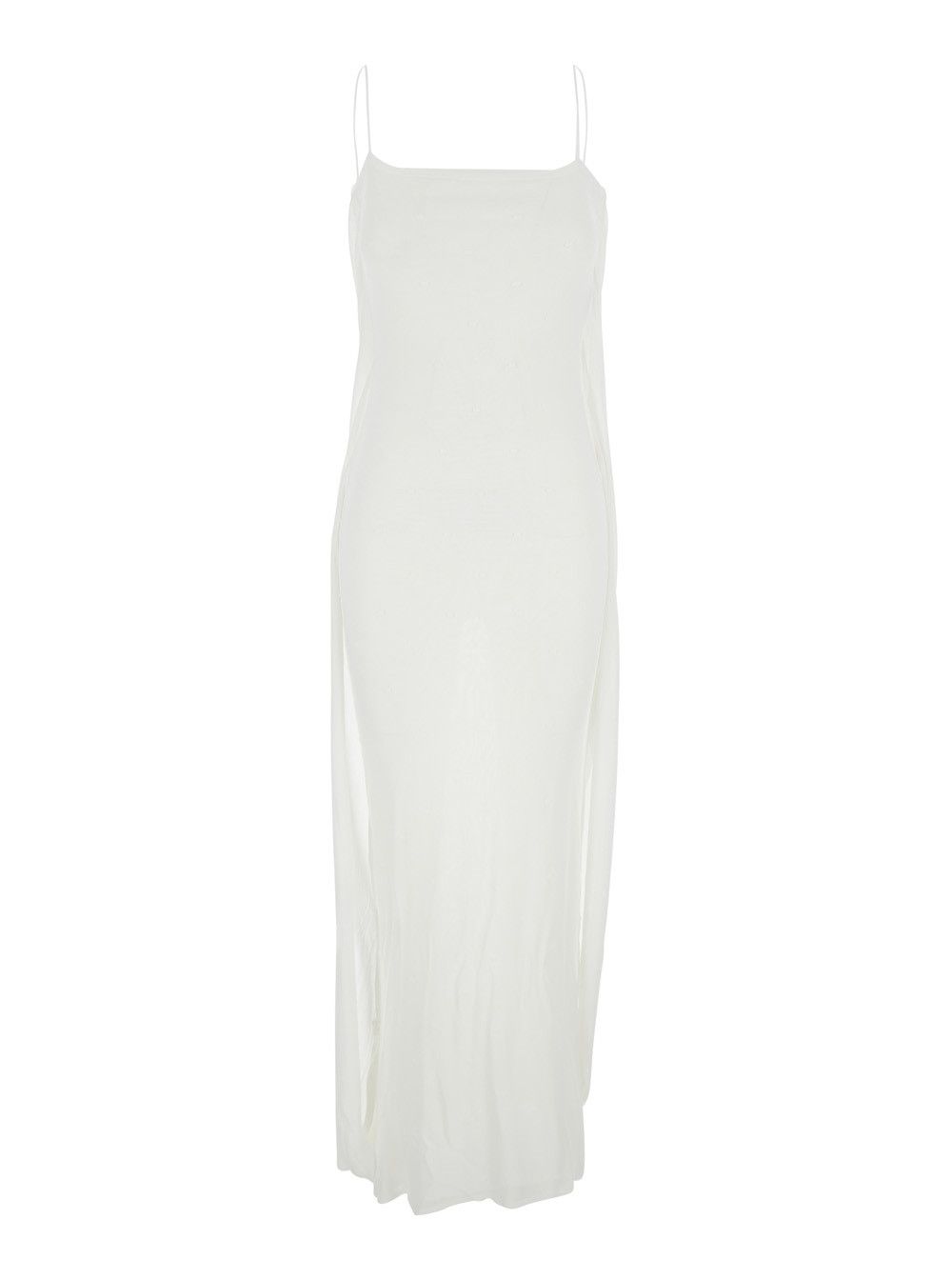 Jacquemus White Dress with Straight Neckline in Tech Fabric Woman Size M / US 6-8 / IT 42-44 - 1 Thumbnail