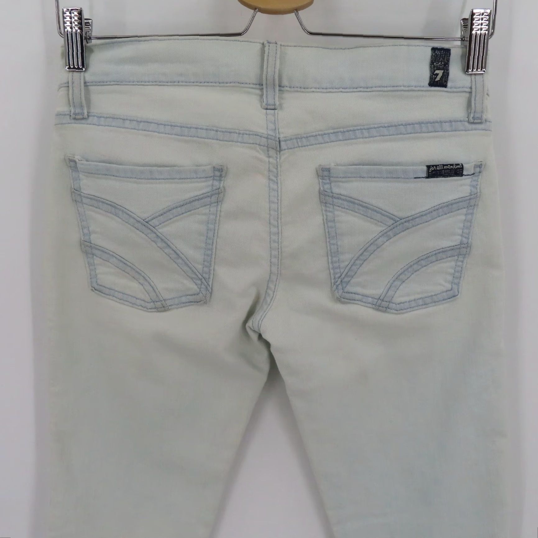 7 For All Mankind 7 For All Mankind Womens Jeans Straight Leg 25 Light Blue Denim White Washed Cotton Blend Size 42" / US 20 - 7 Thumbnail