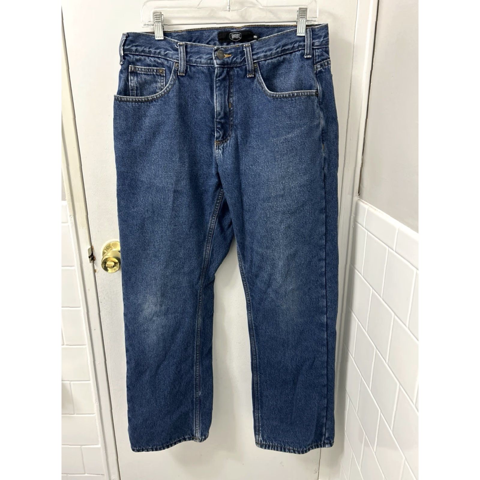 Denime Berkley Jensen Jeans Mens 32x30 Blue Wash Flannel Lined Straight Denim Quality Comfort Winter Fall Size US 32 / EU 48 - 2 Thumbnail
