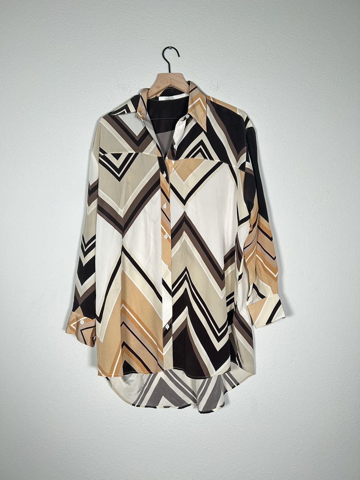 Peter Do ‘19 Chevron Printed Scarf Button up Size L / US 10 / IT 46 - 2 Thumbnail