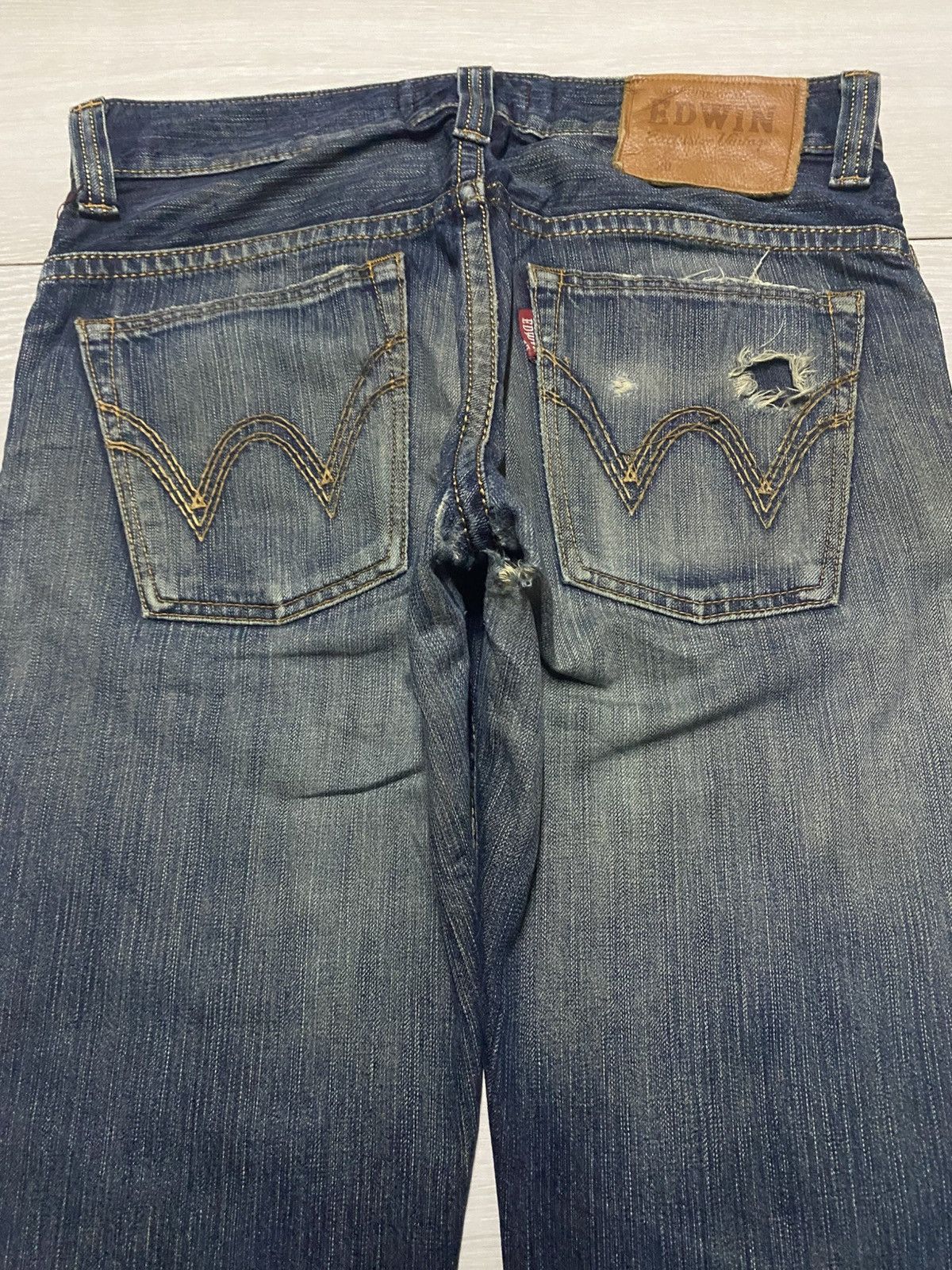 Junya Watanabe Edwin Exclusive Vintage Mud Wash Distressed Repair Jeans Size US 34 / EU 50 - 4 Thumbnail