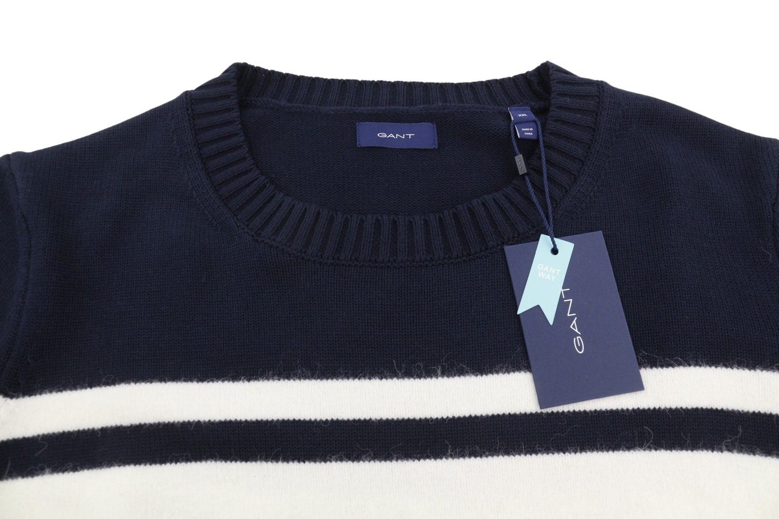 Gant BLOCK STRIPED C-NECK 2XL Evening Blue Alpaca 88090 Size XXL / US 16-18 / IT 52-54 - 4 Thumbnail