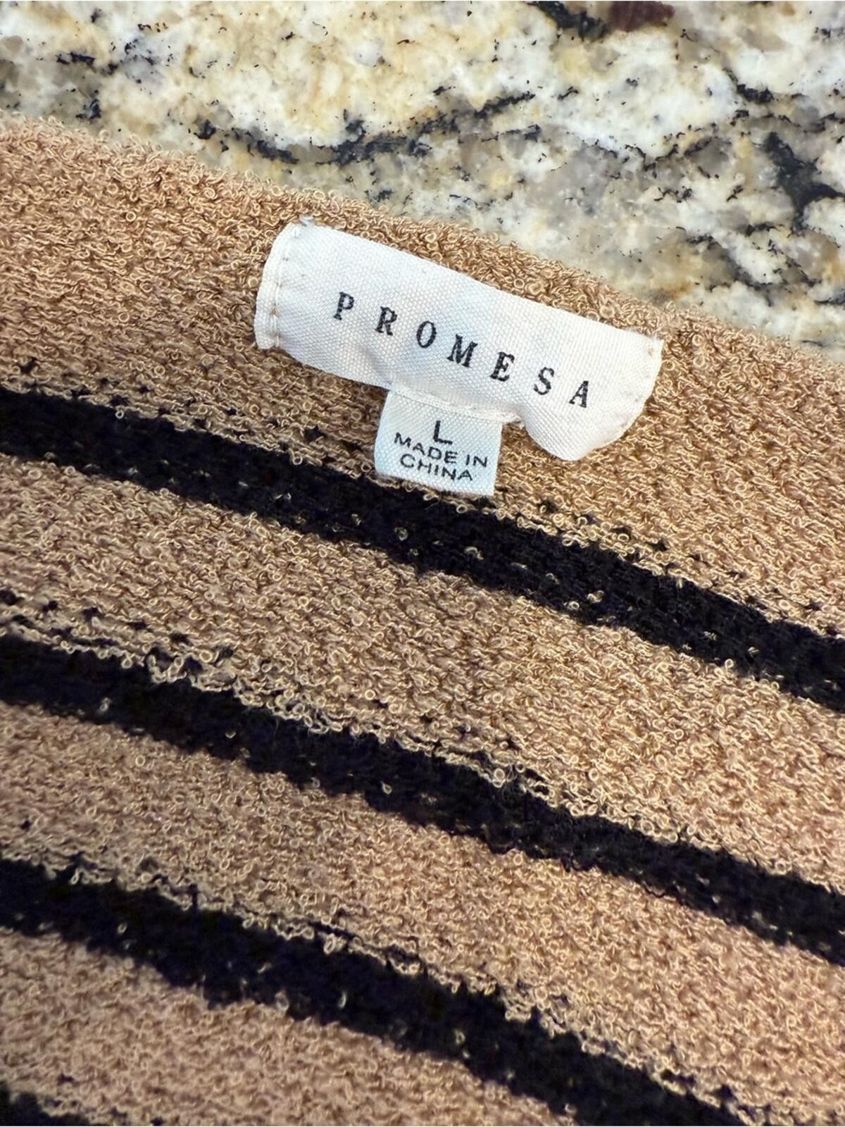 Other Promesa chunky plush boxy sweater tan black stripes SZ LG Size L / US 10 / IT 46 - 5 Thumbnail