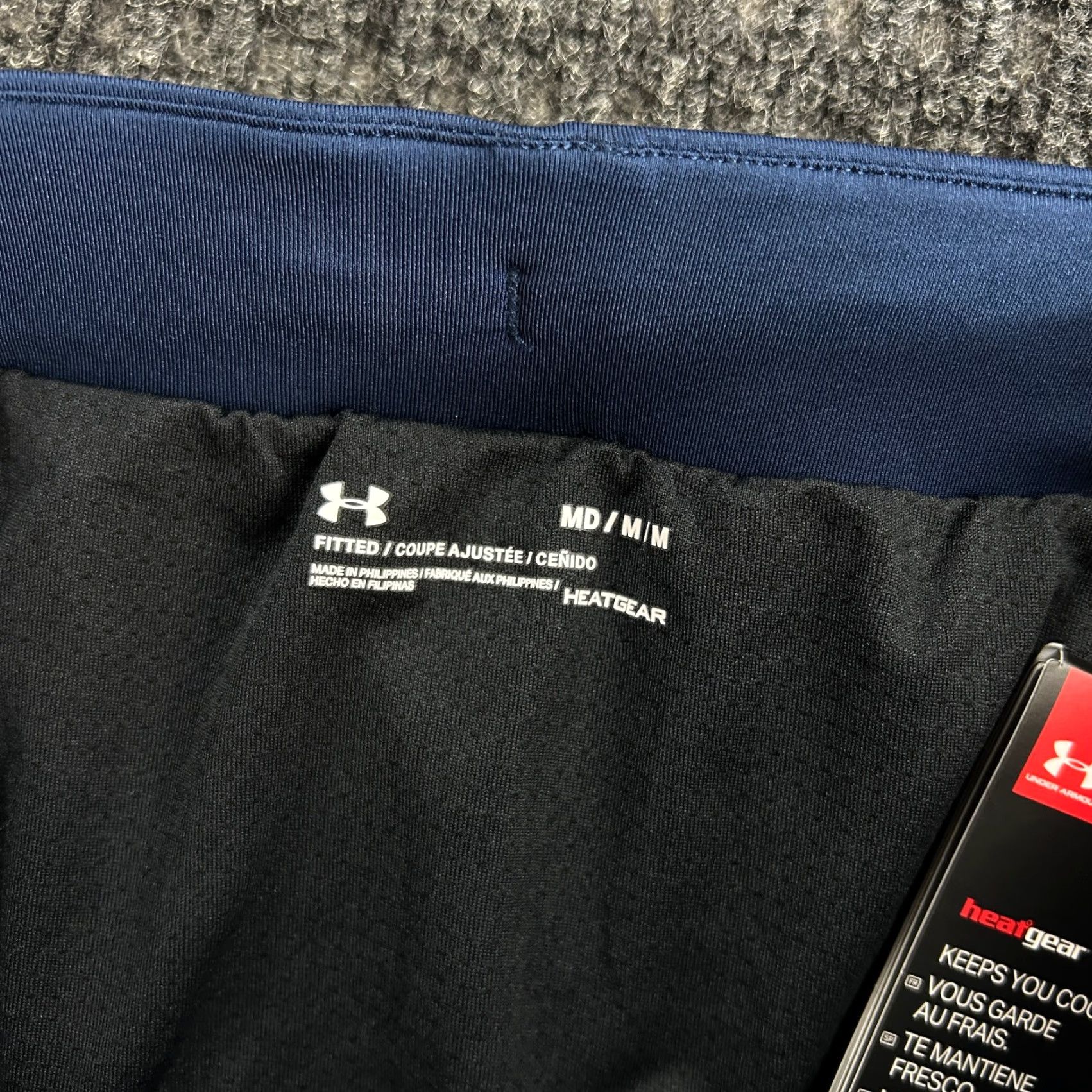 Under Armour Mens Shorts Blue M Fitted Heat Gear Built In Briefs Speed Pockets