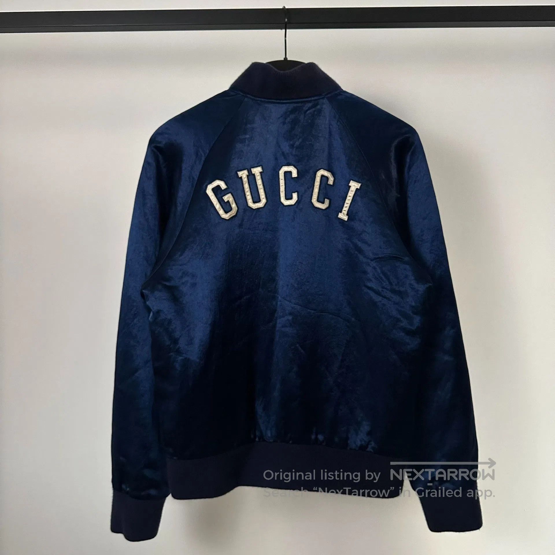 Gucci gucci blue silk baseball jacket with ny logo. Size US M / EU 48-50 / 2 - 3 Thumbnail