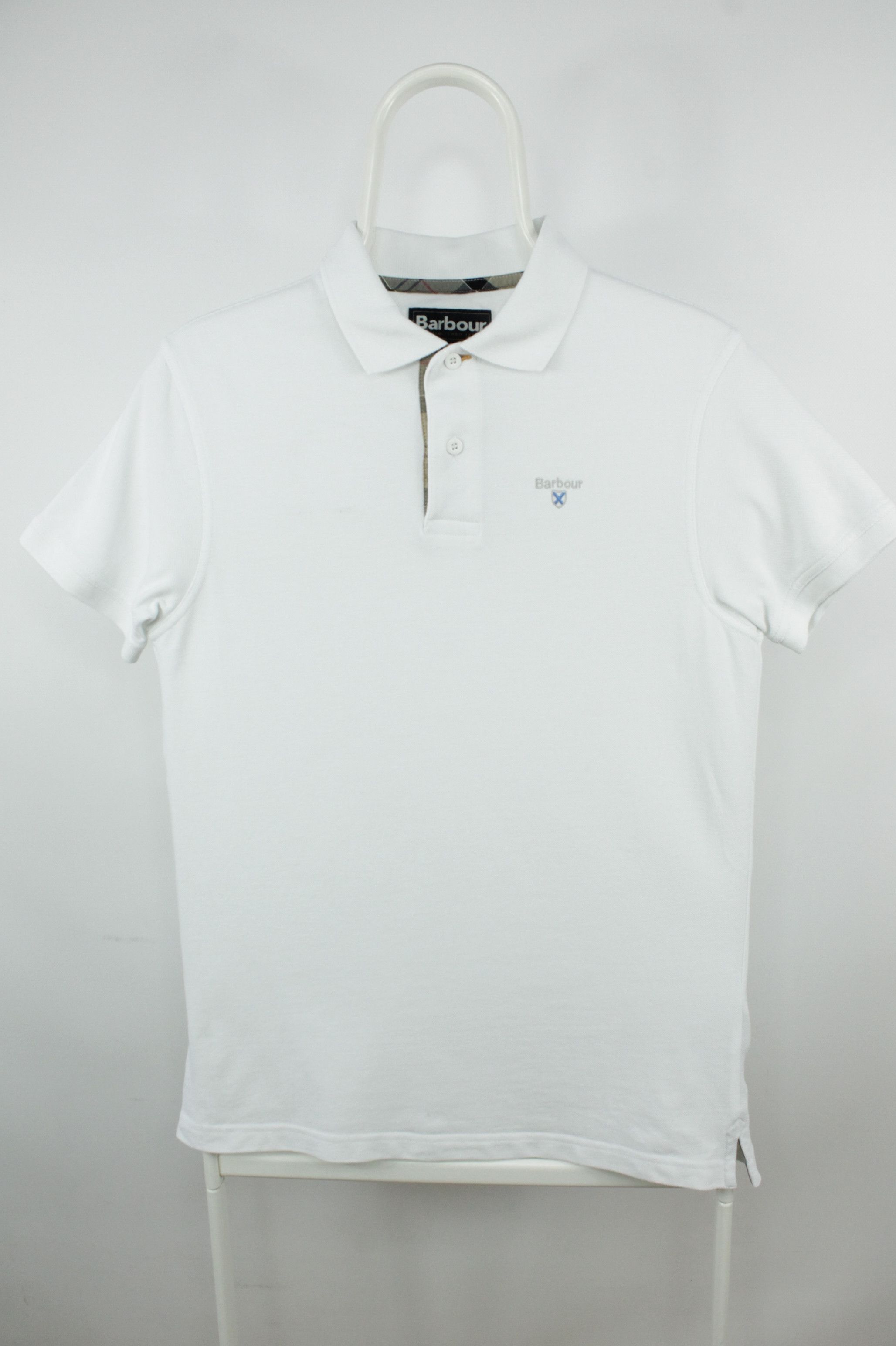 Barbour Barbour Tartan Piqué Slim Fit White Polo Shirt Men's Size US S / EU 44-46 / 1 - 1 Thumbnail