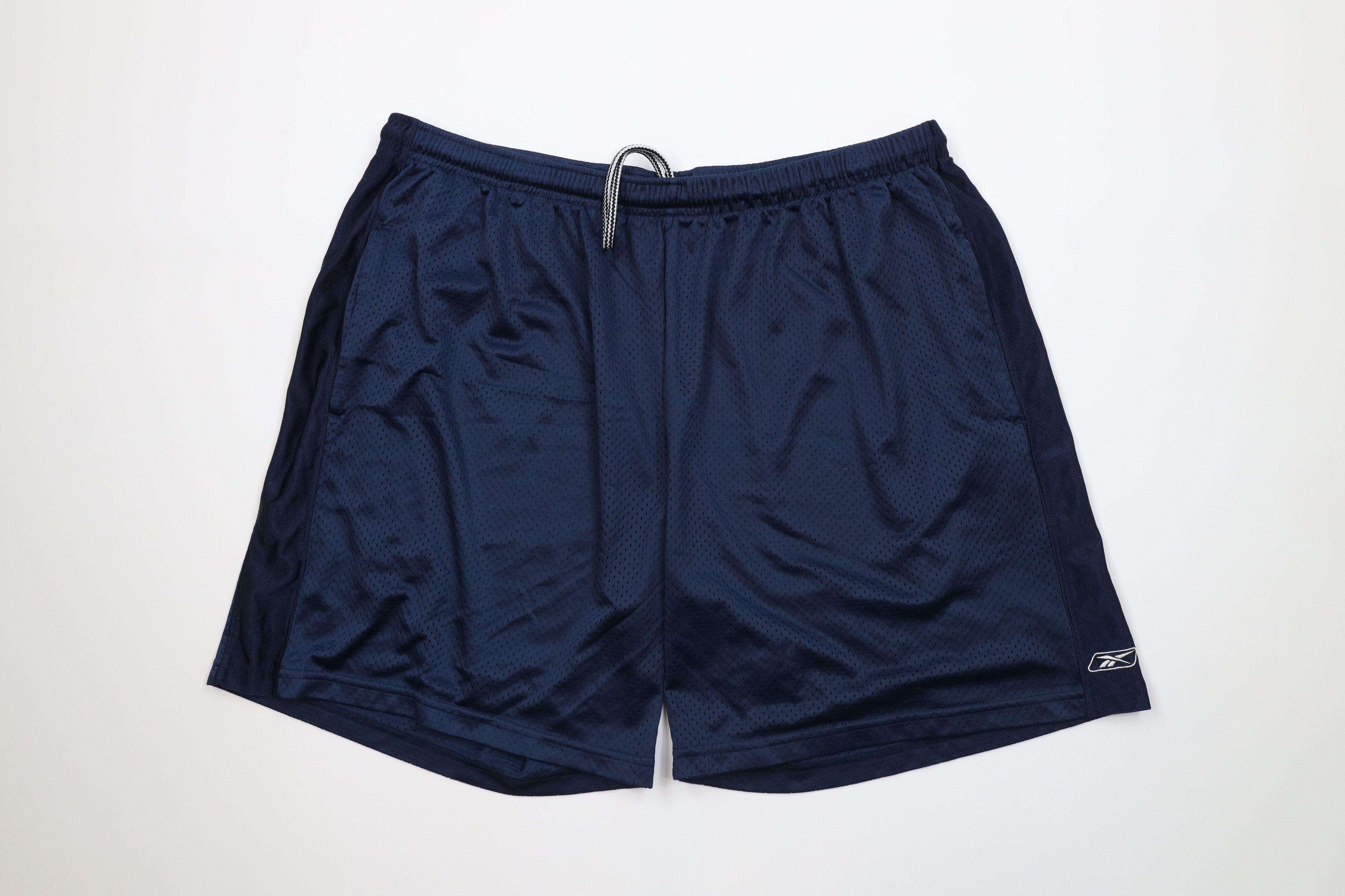 Reebok Vintage 90s Y2K Reebok Logo Above Knee Mesh Shorts Navy Blue Size US 38 / EU 54 - 1 Thumbnail
