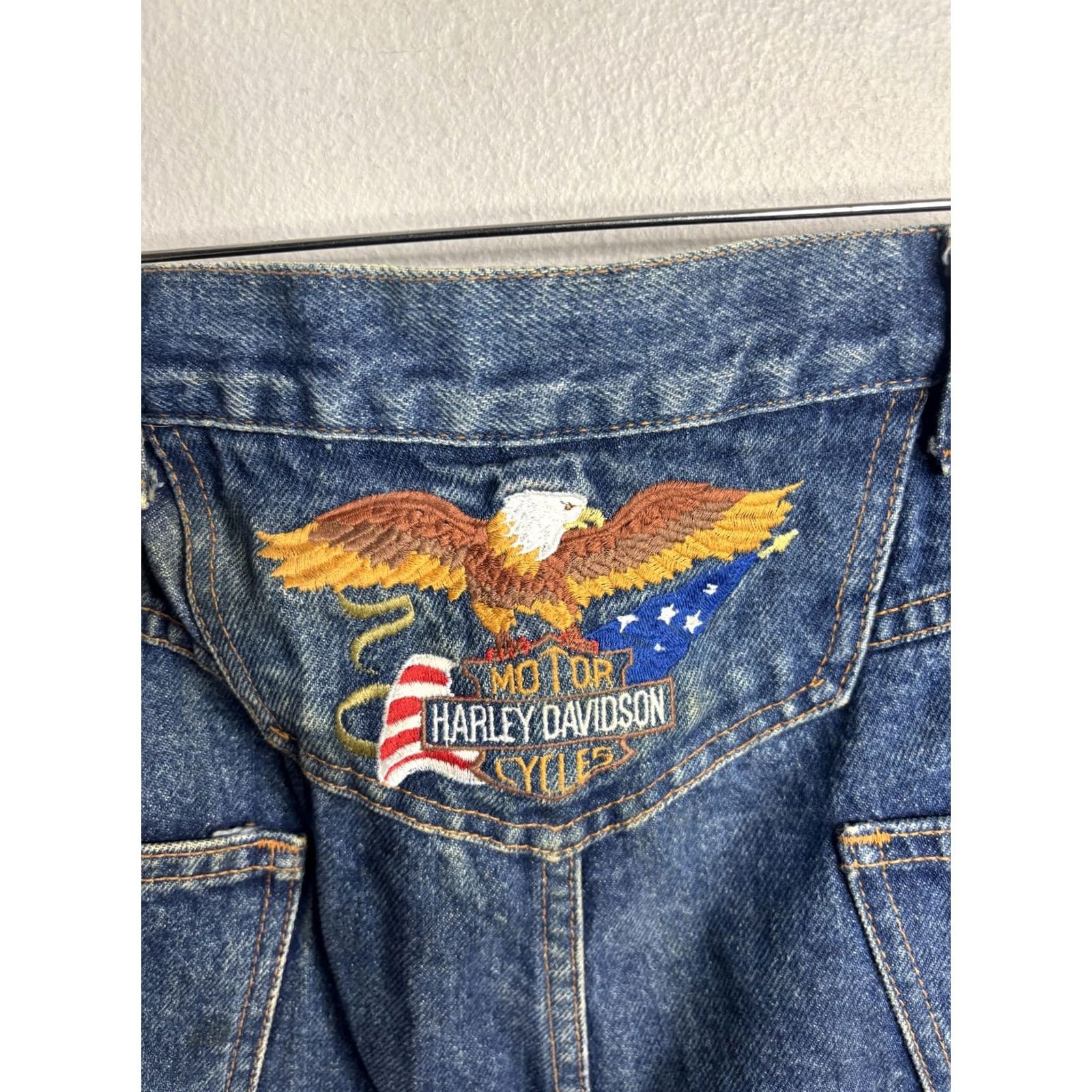 Harley Davidson Vintage Harley-Davidson Jeans Mens 40x36 Blue Tapered Eagle Patch USA 90s Mens Jeans Blue Denim Size US 40 / EU 56 - 3 Thumbnail