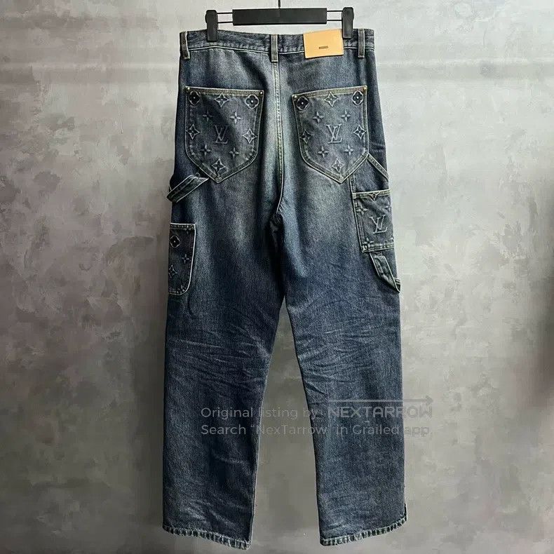 Louis Vuitton Louis Vuitton Dark Blue Logo Embossed Loose Straight-Leg W Size US 30 / EU 46 - 6 Thumbnail