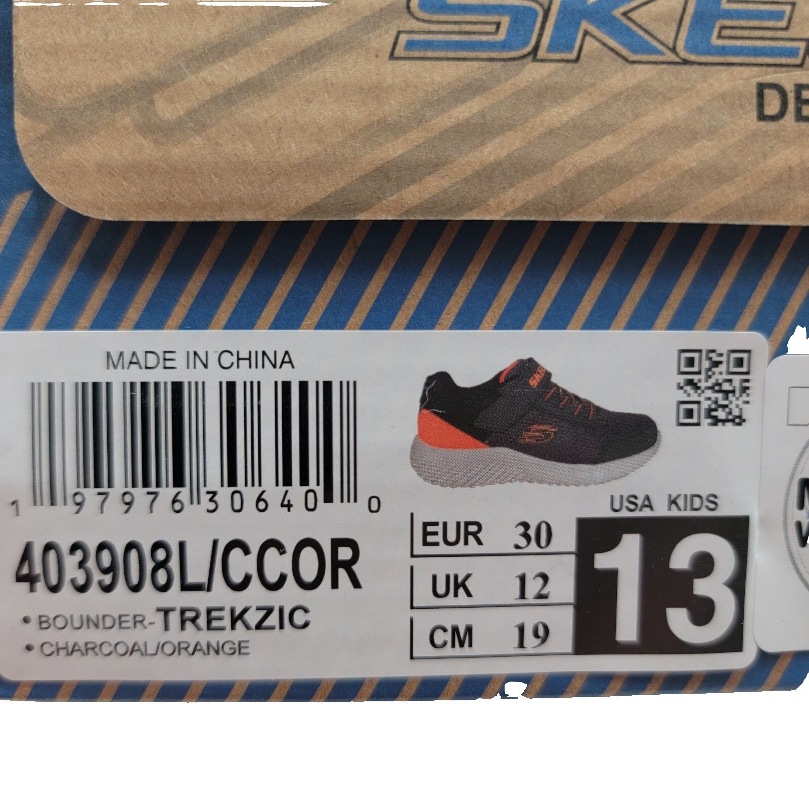 SKECHERS SKECHERS Bounder Kids Sz 13 Charcoal/Orange 403908L/CCOR NIB Size US 11 / IT 41 - 9 Thumbnail
