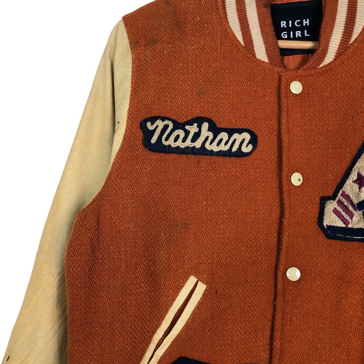 Japanese Brand Vtg Varsity Jacket Leather Rich Girl Japan Hysteric Glamour Size US M / EU 48-50 / 2 - 12 Thumbnail