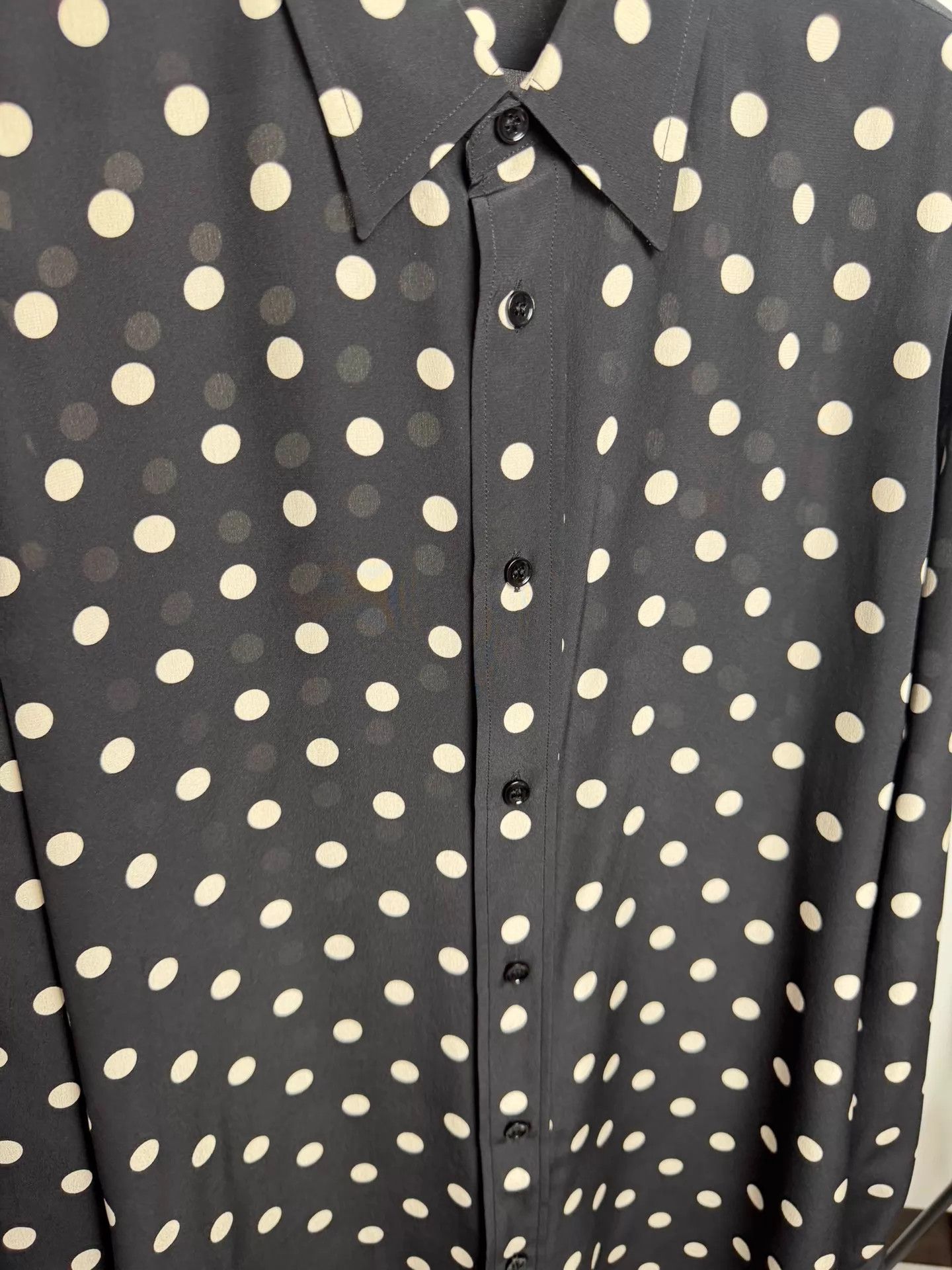 Saint Laurent Paris SLP 15fw Hedi era silk black white polka dot shirt 39 M Size US M / EU 48-50 / 2 - 3 Thumbnail