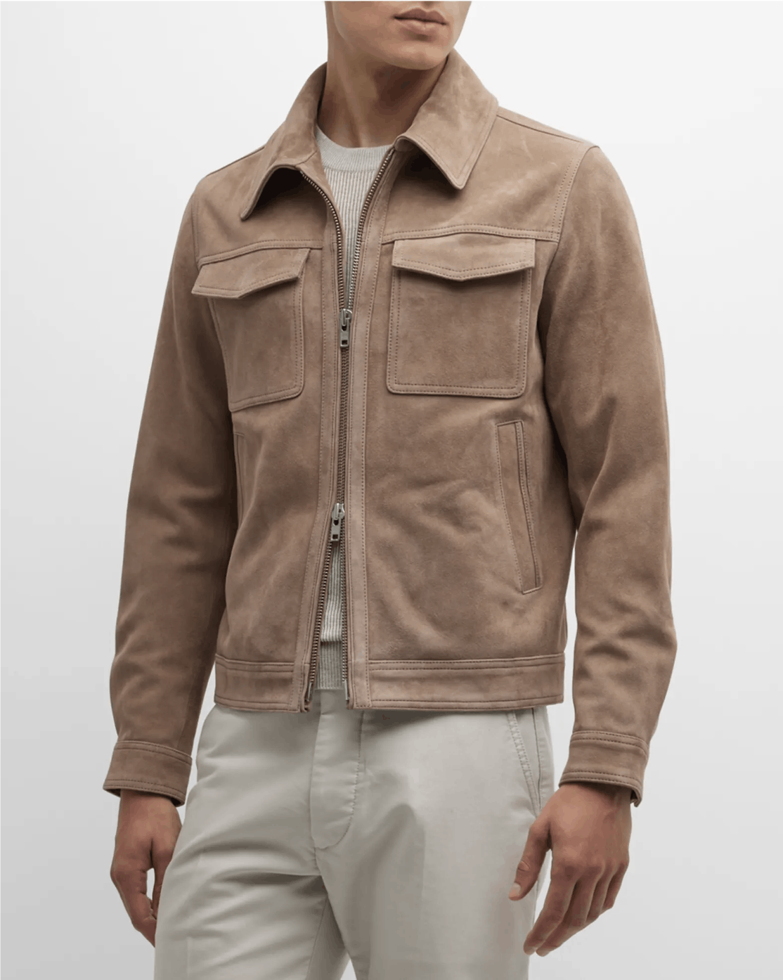 Neiman Marcus Neiman Marcus Suede Trucker Jacket Size US M / EU 48-50 / 2 - 1 Thumbnail
