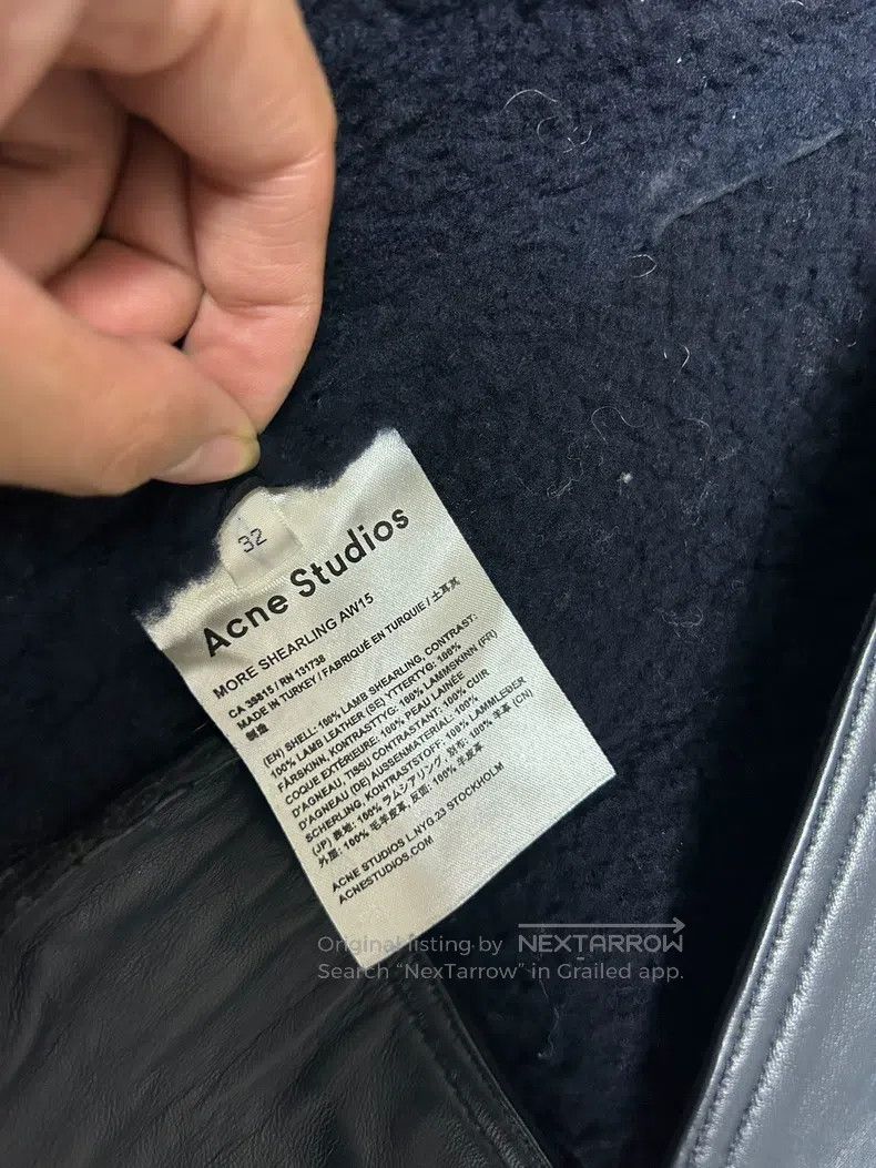 Acne Studios Acne Studios Women's Fur and Leather One-piece Jacket, Blu Size 4XL / US 24-26 - 4 Thumbnail