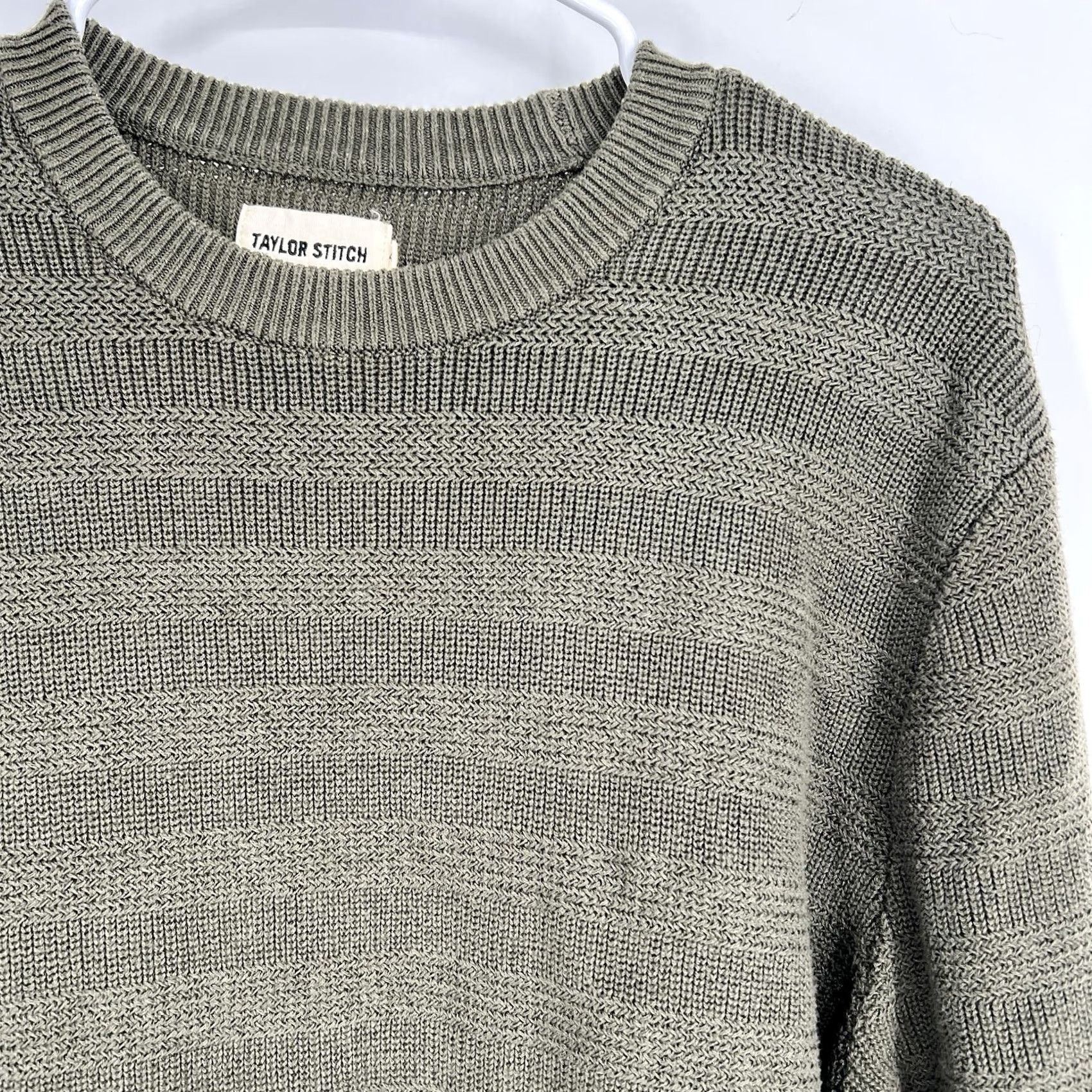 Taylor Stitch Taylor Stitch Sweater Mens L Army Green Mixed Stitch Hugo Crewneck Pullover Casual Womens? Mens Size US L / EU 52-54 / 3 - 5 Thumbnail