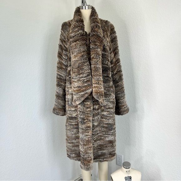 Vintage Cassin New York Rabbit Ribbon Fur Coat Scarf Wrap Midi Pocke Size L / US 10 / IT 46 - 2 Thumbnail
