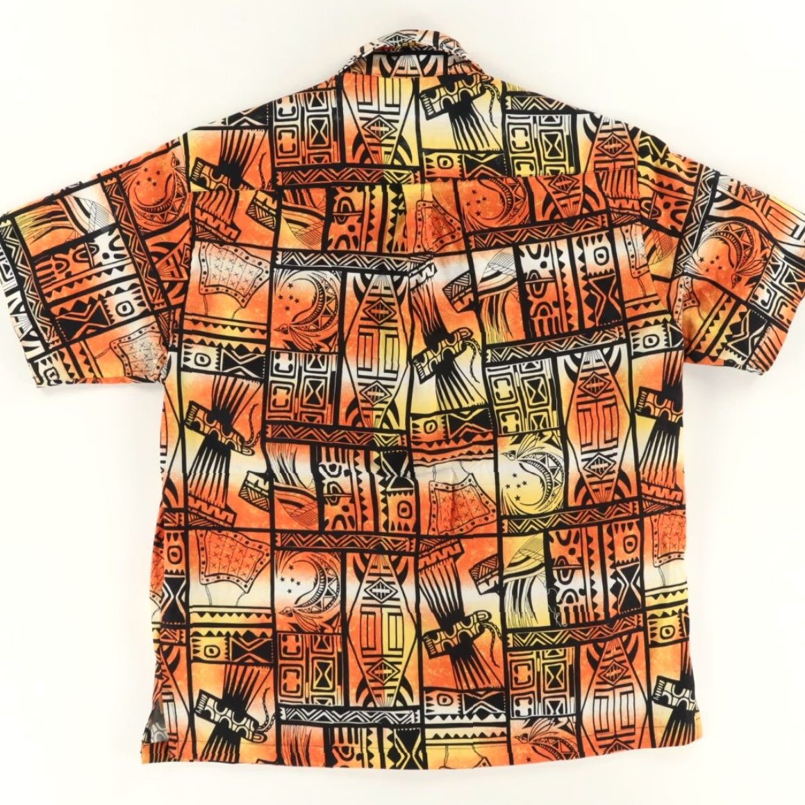 Vintage Aisokula Hawaiian Tribal Cotton All Over Print Button Up Shirt Orange Men's M Size US M / EU 48-50 / 2 - 4 Thumbnail