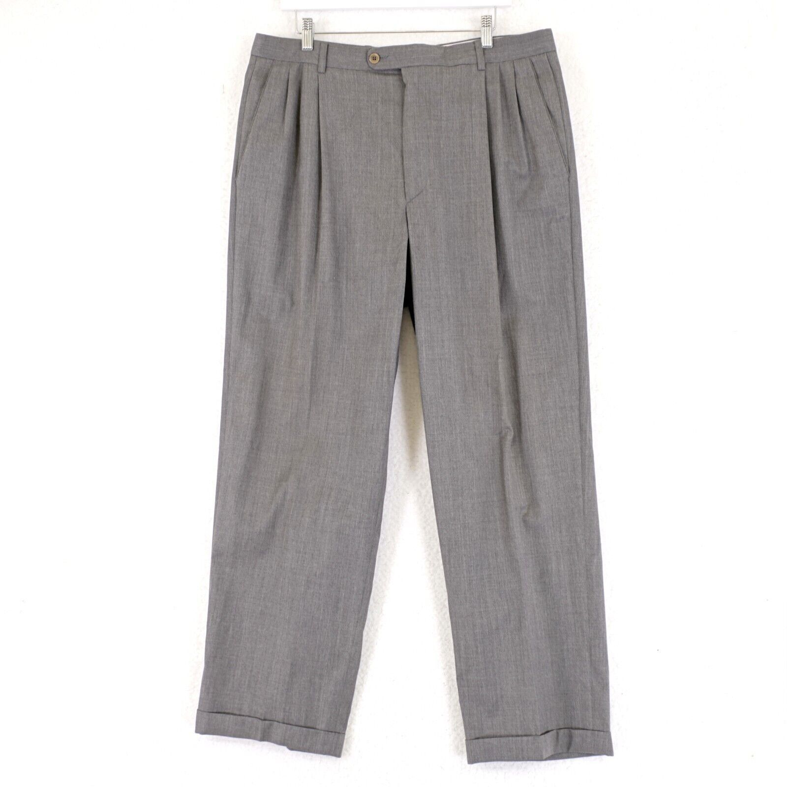 Zanella Zanella Wool Gray Dress Pants 36/31 High Rise Pleated Cuffed Size 36R - 1 Thumbnail