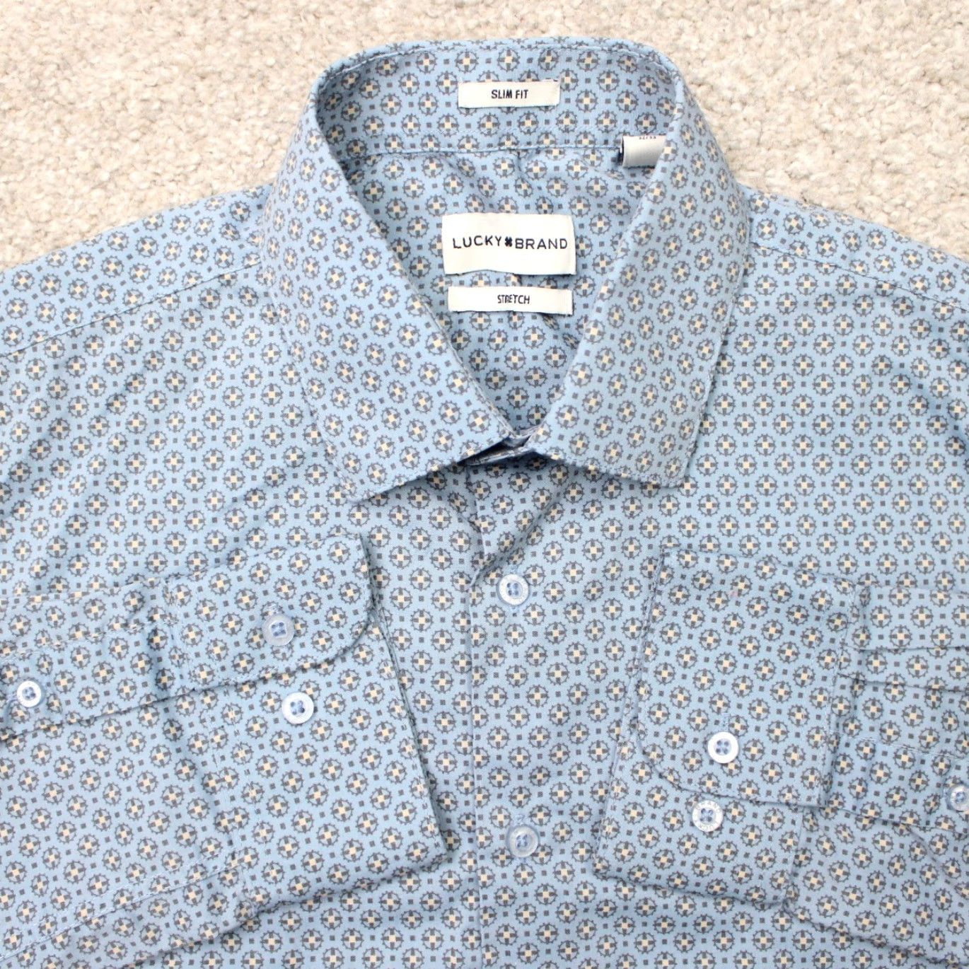 Lucky Brand Lucky Brand Shirt Mens Medium Blue Geometric Slim Fit Button-Up Long Sleeve Shirt Size US M / EU 48-50 / 2 - 2 Thumbnail