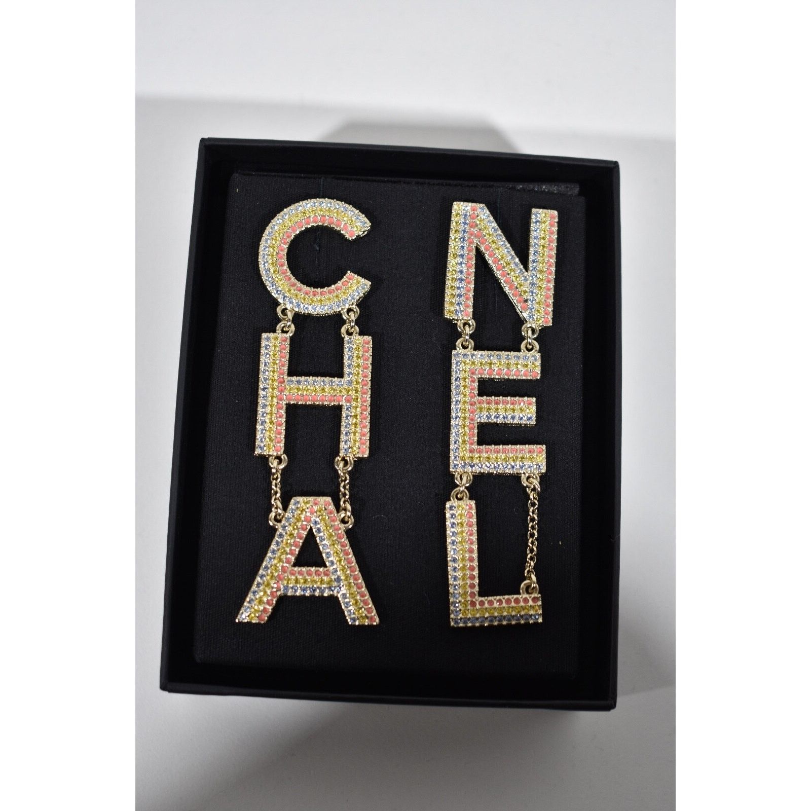Chanel Chanel Gold Letter Logo Large Dangle Drop Statement Earrings Size ONE SIZE - 4 Thumbnail