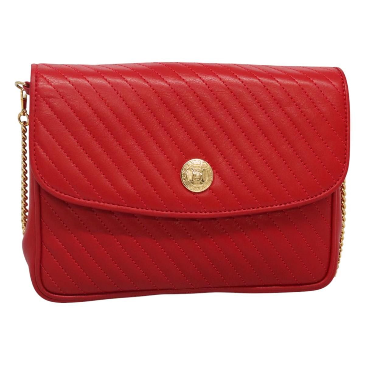 Celine CELINE Chain Shoulder Bag Leather Red Gold Size ONE SIZE - 1 Thumbnail