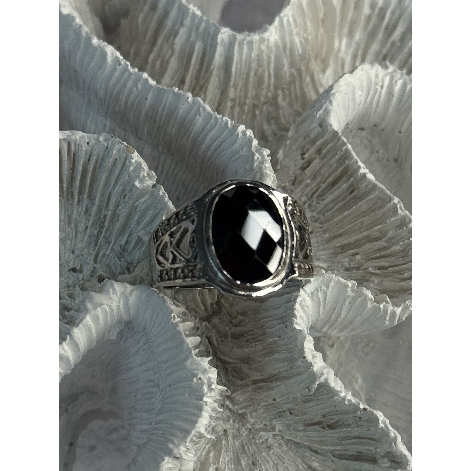 Jewelry 925 STERLING SILVER ONYX & BERYL RING SIZE 9 Size ONE SIZE - 3 Thumbnail