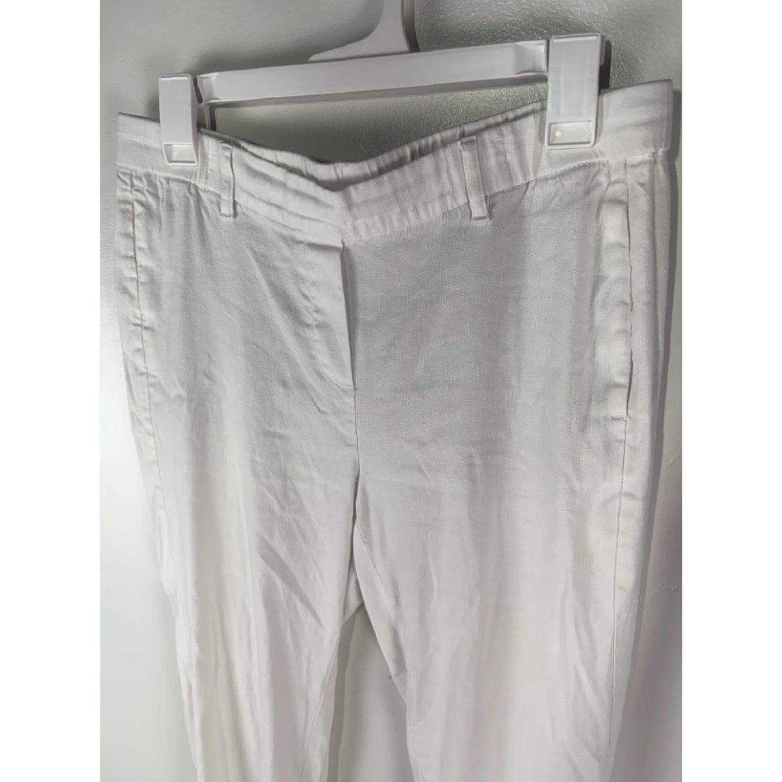 J. Jill J Jill Linen Stretch White Pull On Cropped Pants Womens Size M Size 32" / US 10 / IT 46 - 2 Thumbnail