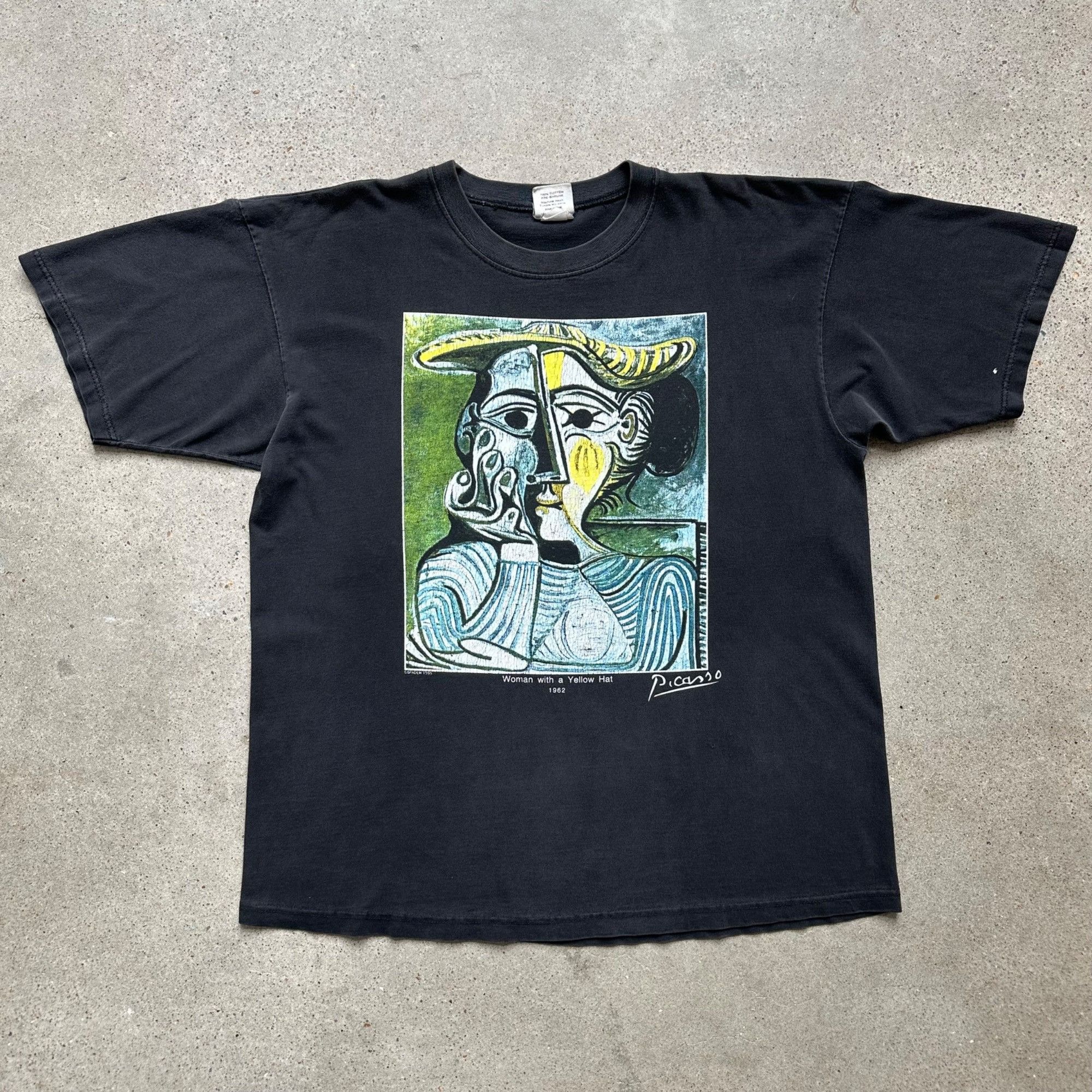 Image of Art x Picasso Vintage 1995 Picasso Woman With A Yellow Hat Spadem Shirt in Black, Men's (Size XL)