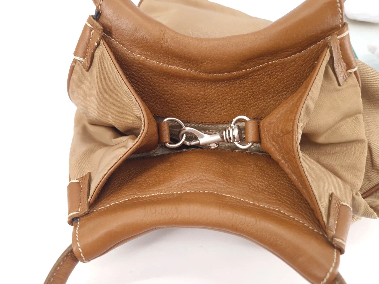 Prada Prada Big Logo Tessuto + Leather Hobo Bag Size ONE SIZE - 3 Thumbnail