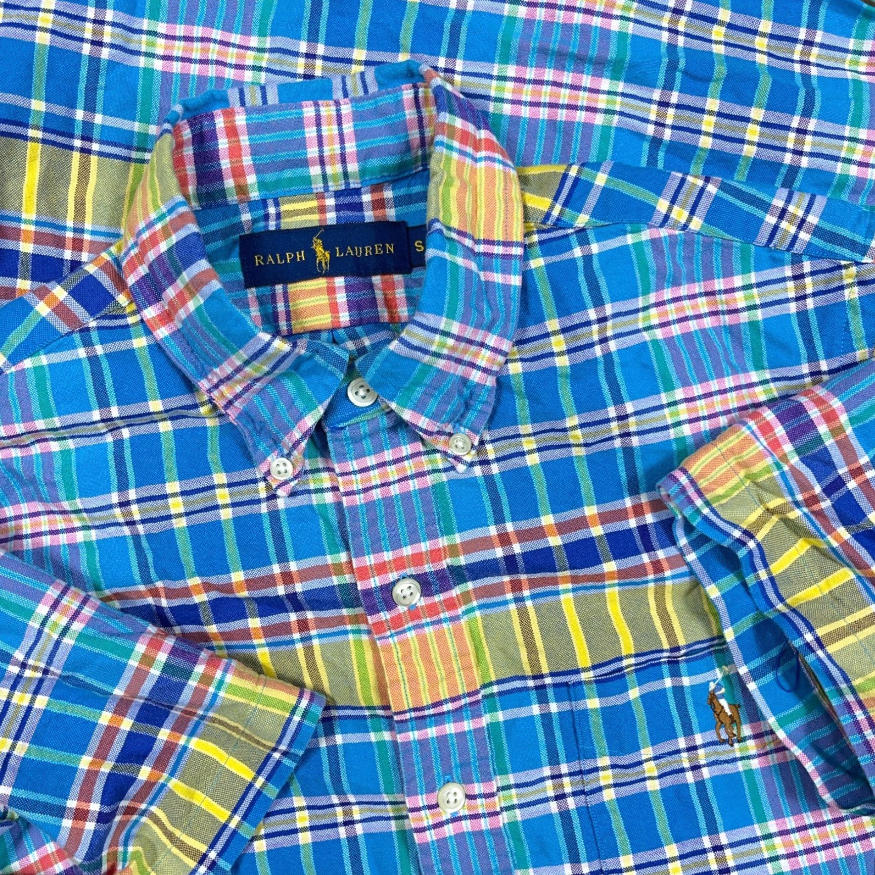 Ralph Lauren Ralph Lauren Shirt Men Small Blue Yellow Plaid Oxford Cloth Button Up Flesh Pony Size US S / EU 44-46 / 1 - 2 Thumbnail